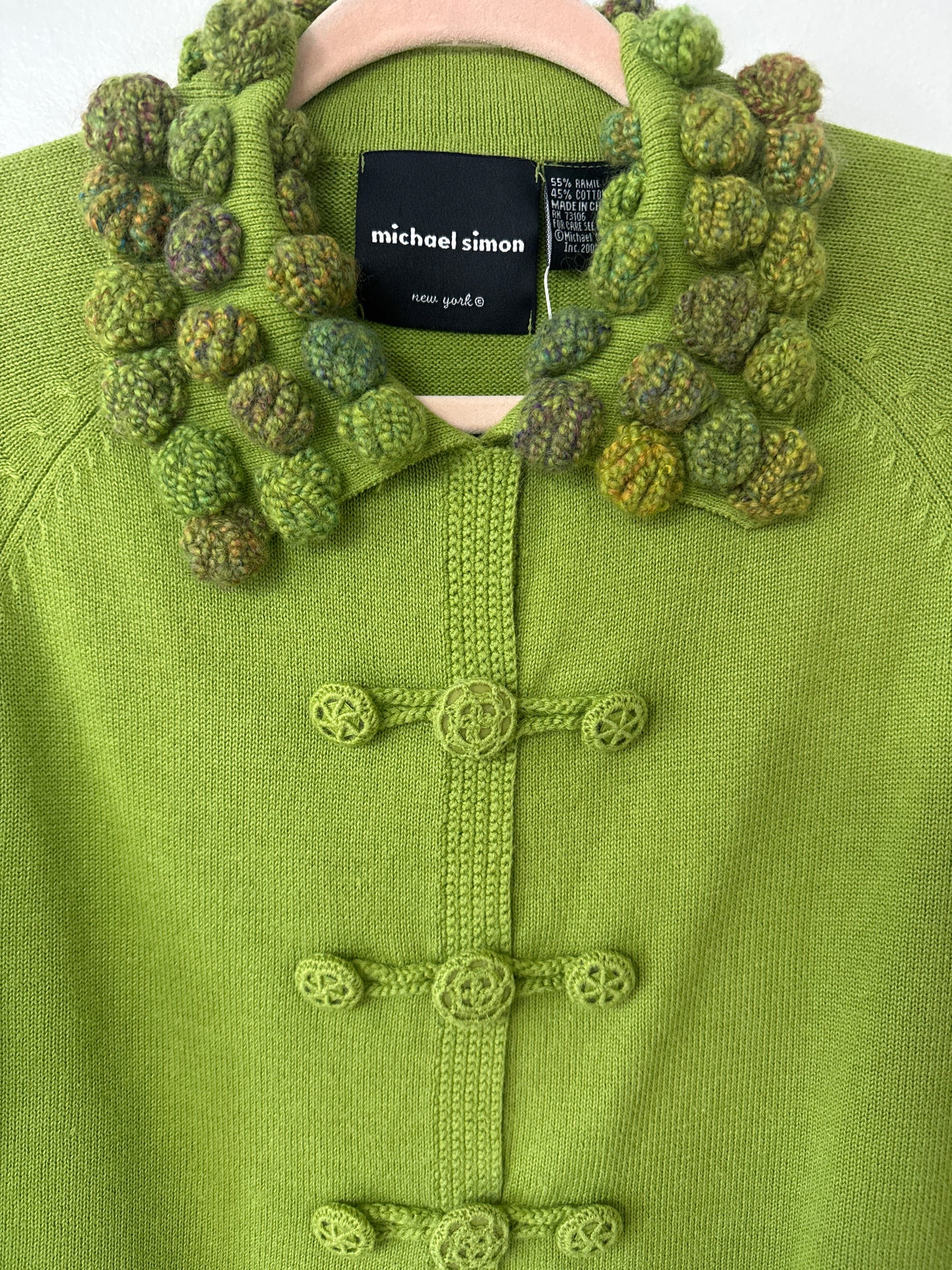 Vintage Green Knit Cardigan // Michael Simon, S