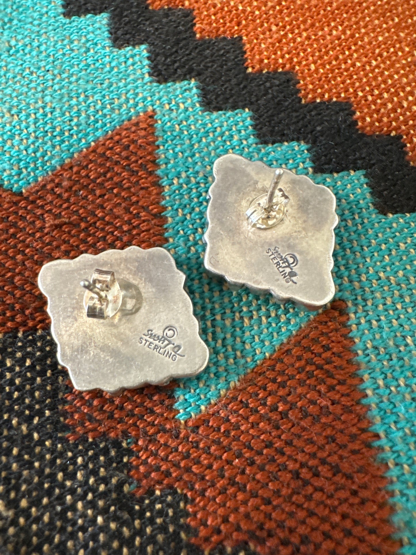 925 Cluster Post Back Earrings //