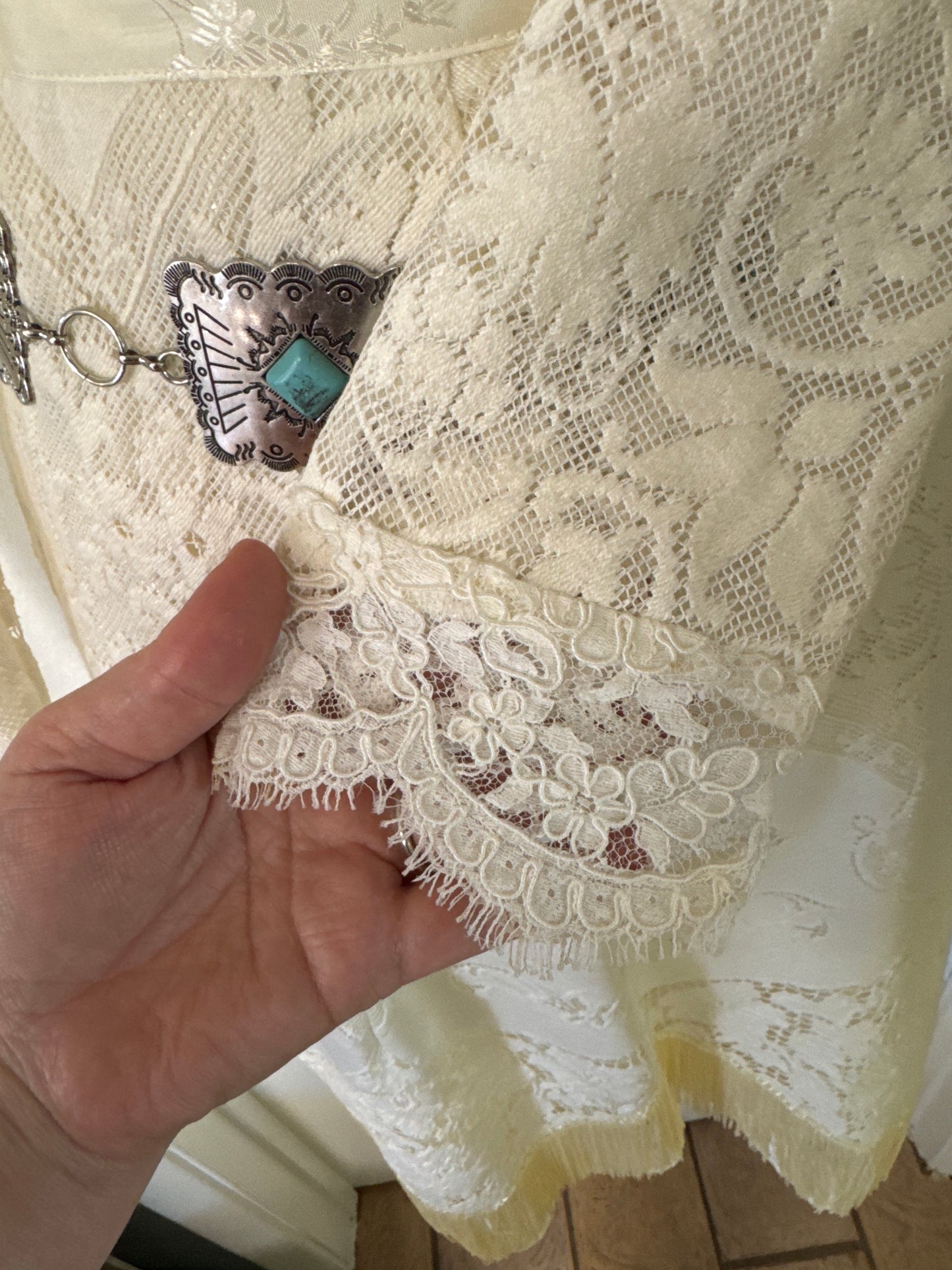 80's Bridal Fringe Pearl Snap + Skirt Set // Martin McCrea, S