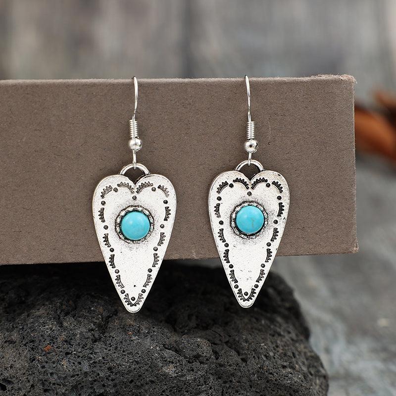 Turquoise Heart Dangle Earrings // Honeypot: New + Vintage High Quality Western Wear