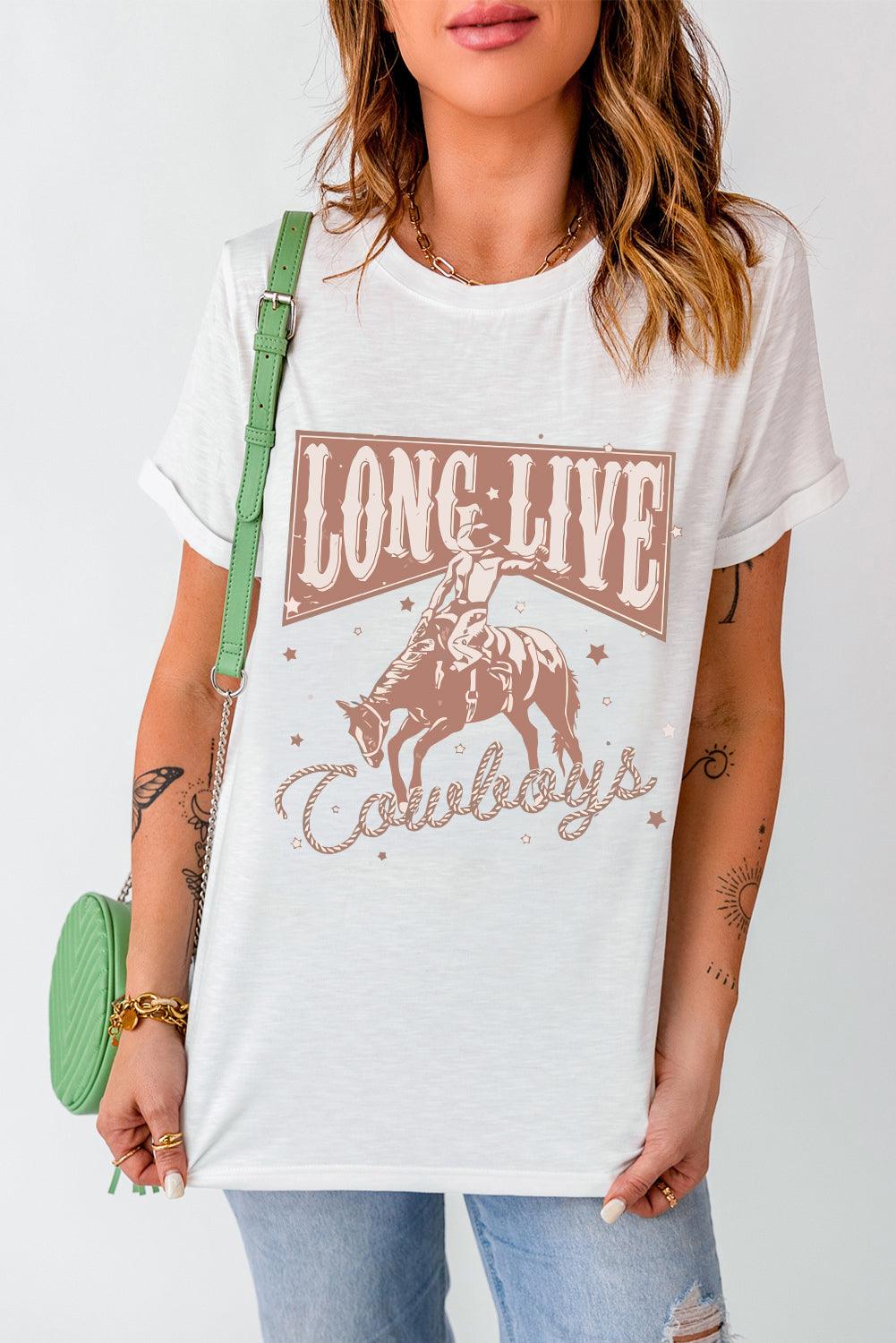 Cowboy Graphic Round Neck Short Sleeve T-Shirt // Honeypot: New + Vintage High Quality Western Wear