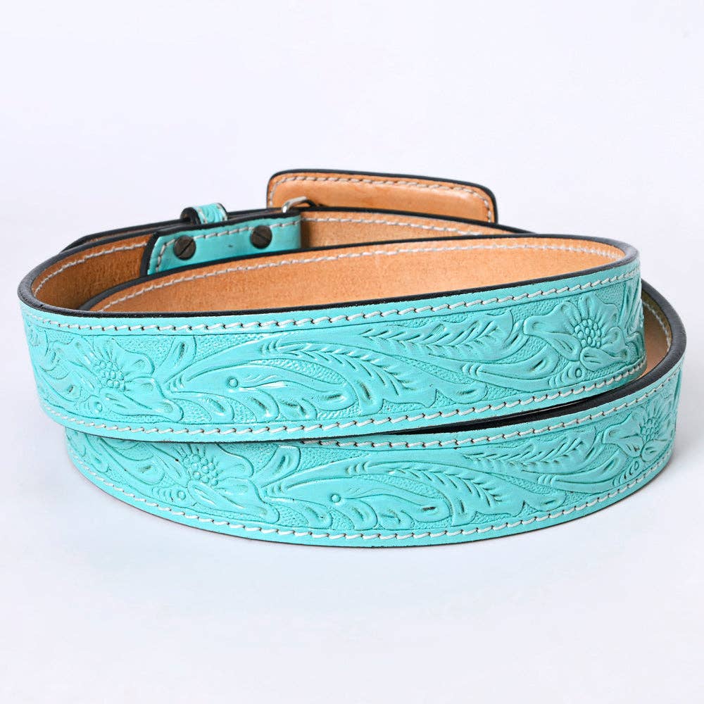 Hand-Tooled Genuine American Leather Unisex Belt