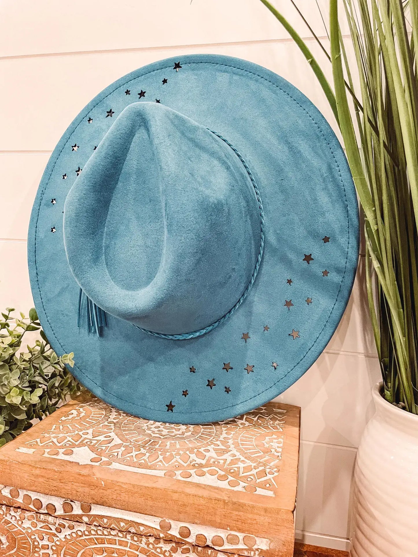 Vegan Suede Star Cutout Hat