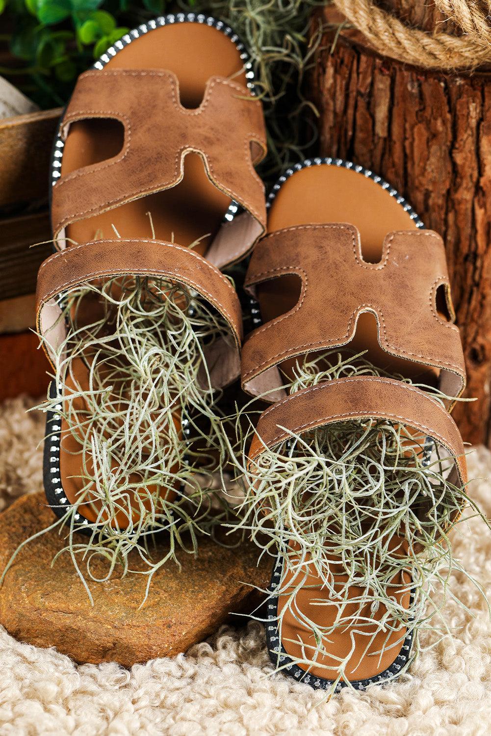 Trendy Cut-Out H Shape Slides // Honeypot: New + Vintage High Quality Western Wear