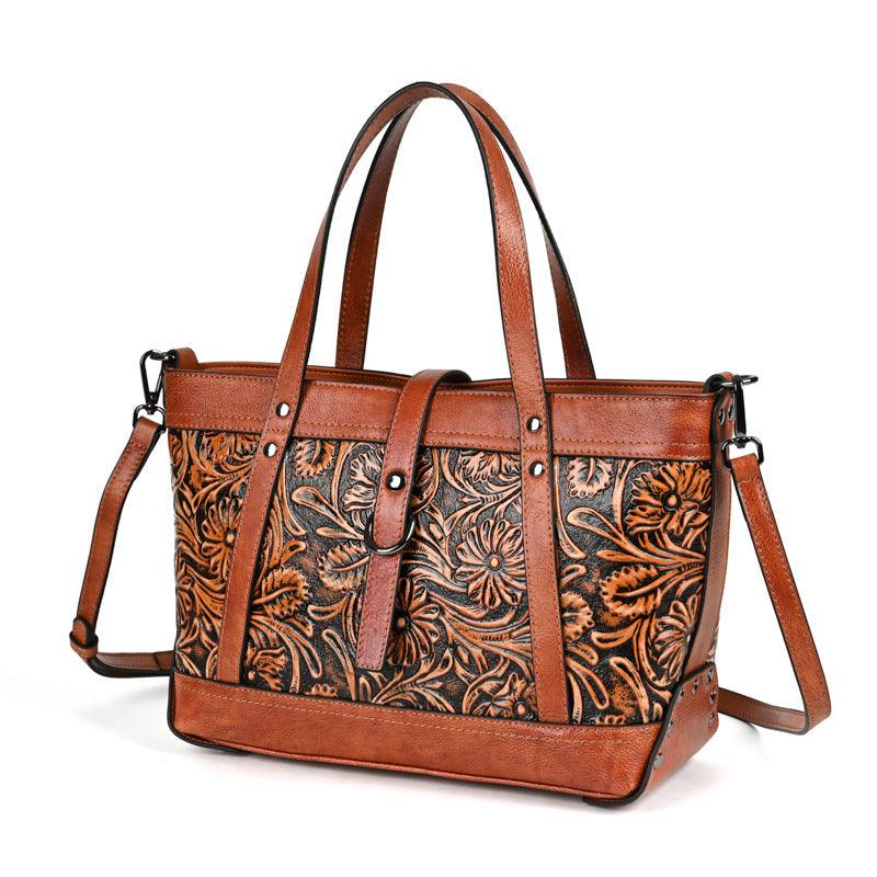 Hand-Tooled Cowhide Carry-All Bag // Honeypot: New + Vintage High Quality Western Wear