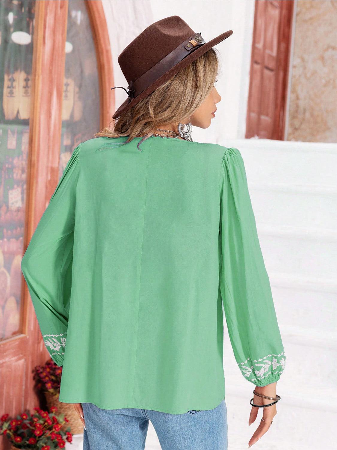 Floral Tie Neck Balloon Sleeve Blouse // Honeypot: New + Vintage High Quality Western Wear