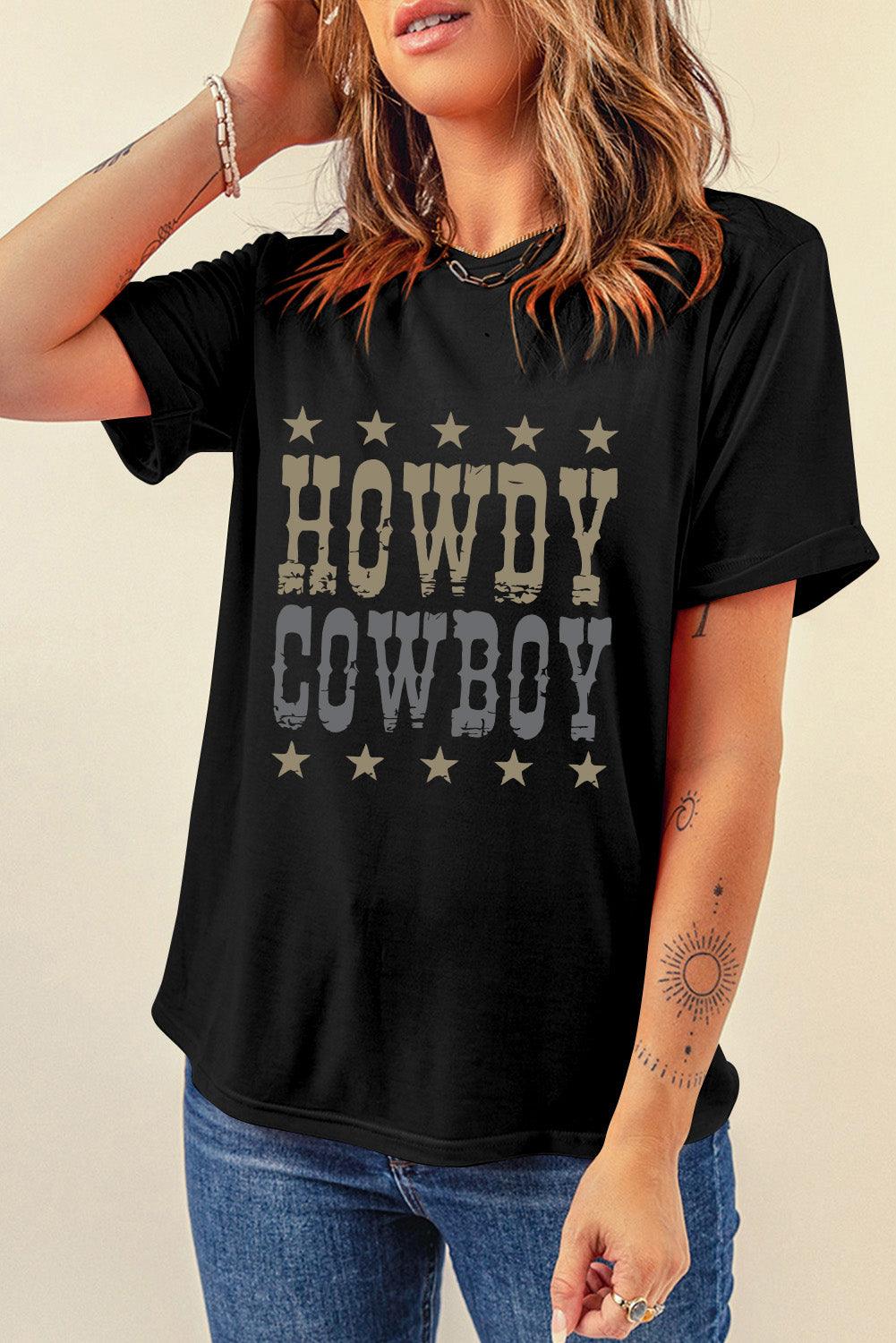 Letter Graphic Round Neck Short Sleeve T-Shirt // Honeypot: New + Vintage High Quality Western Wear
