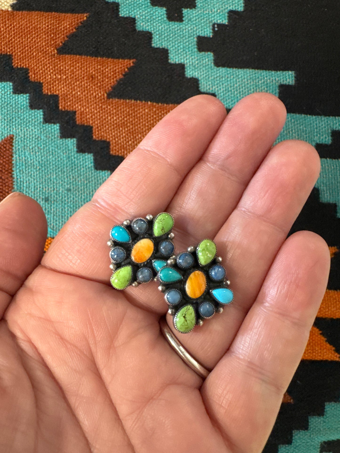 925 Cluster Post Back Earrings //
