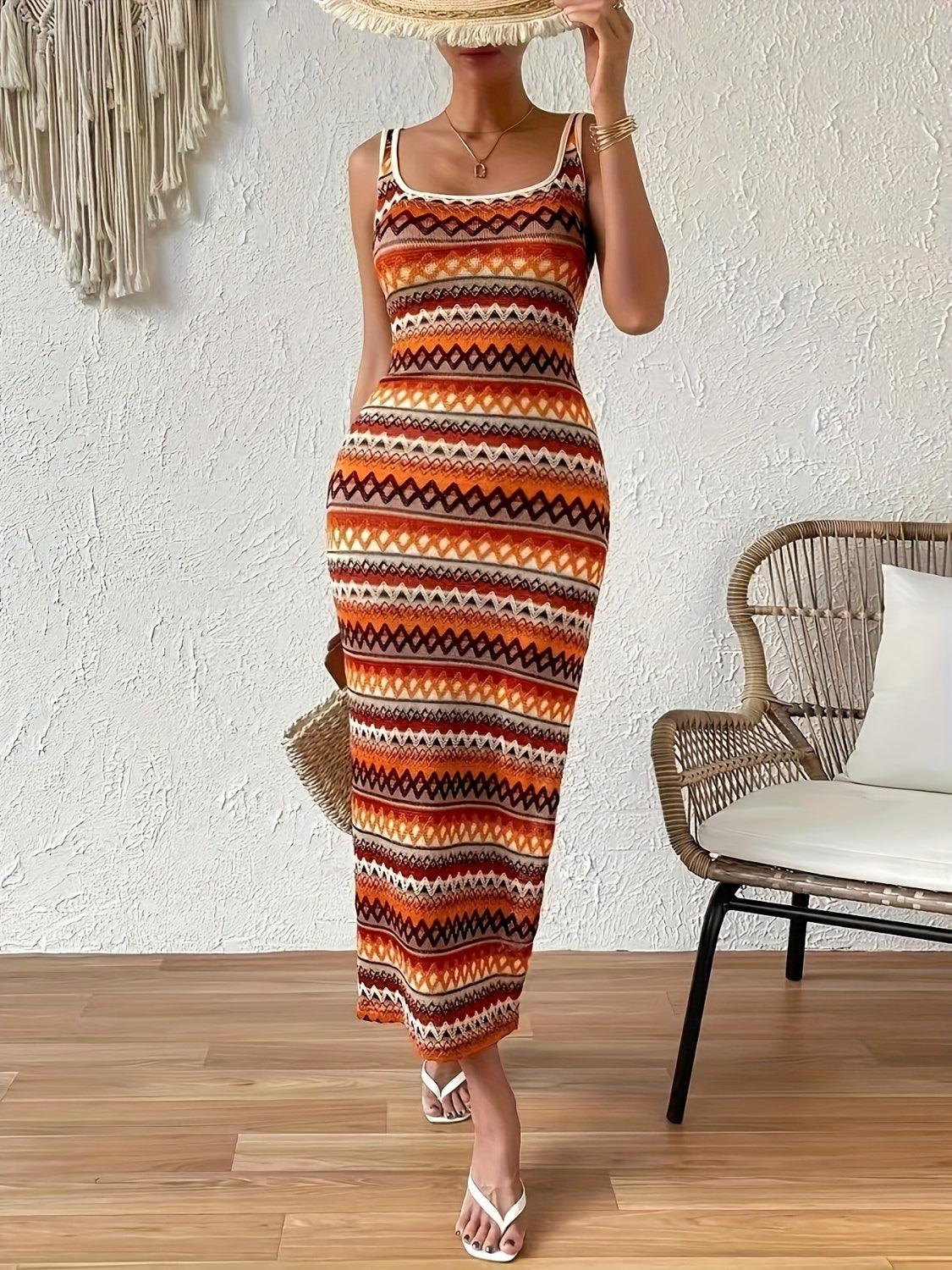 Full Size Slit Square Neck Wide Strap Midi Dress // Honeypot: New + Vintage High Quality Western Wear
