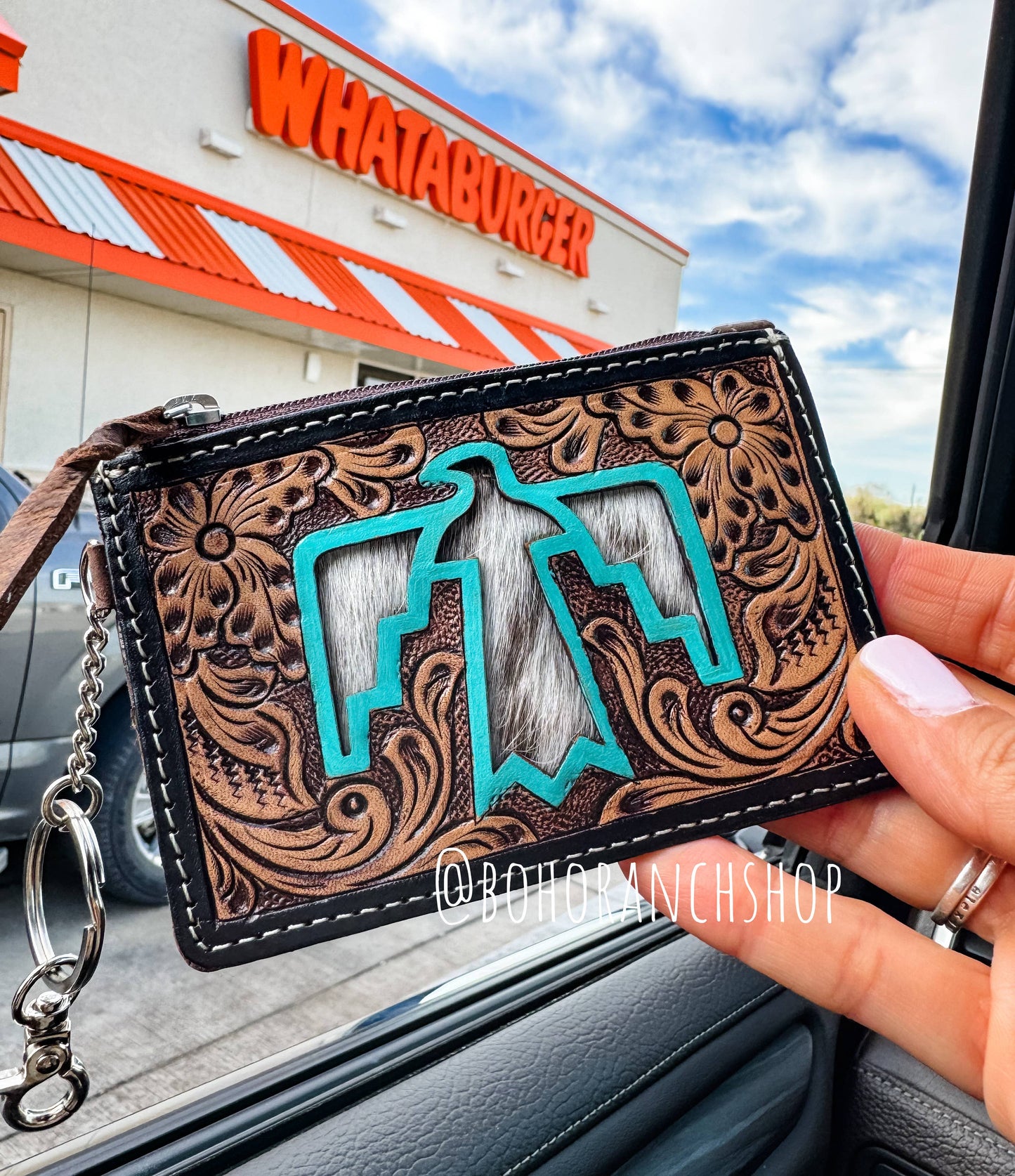 Thunderbird Cowhide Leather Keychain Wallet // Honeypot: New + Vintage High Quality Western Wear