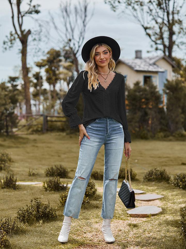 V-Neck Flounce Sleeve Blouse // Honeypot: New + Vintage High Quality Western Wear