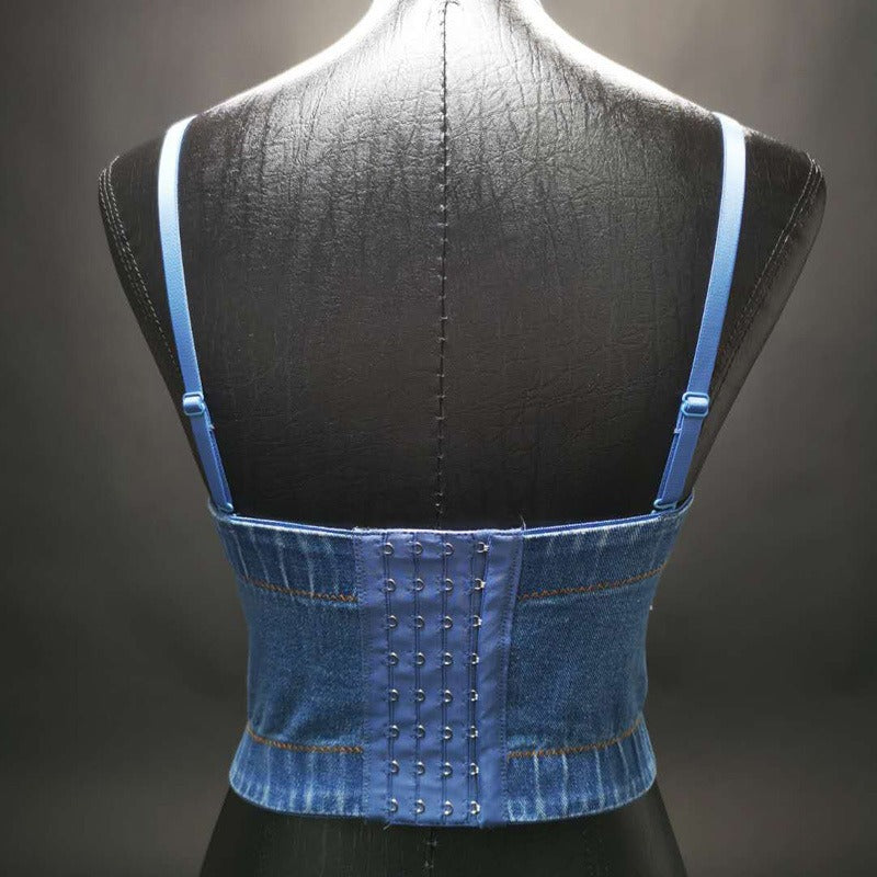 Denim + Diamonds Cropped Corset Top // Honeypot: New + Vintage High Quality Western Wear