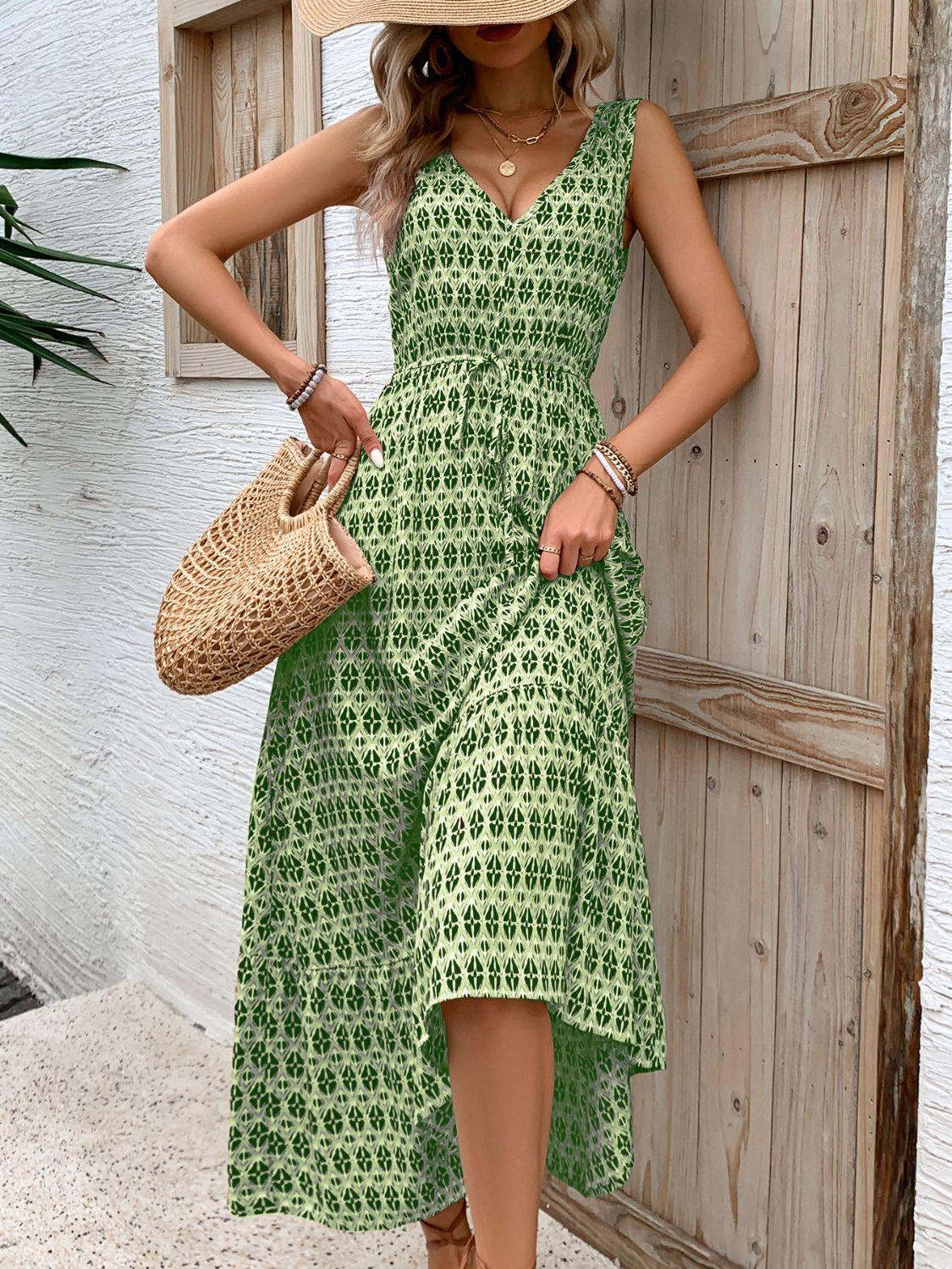 Printed V-Neck Tie Waist Midi Dress // Honeypot: New + Vintage High Quality Western Wear