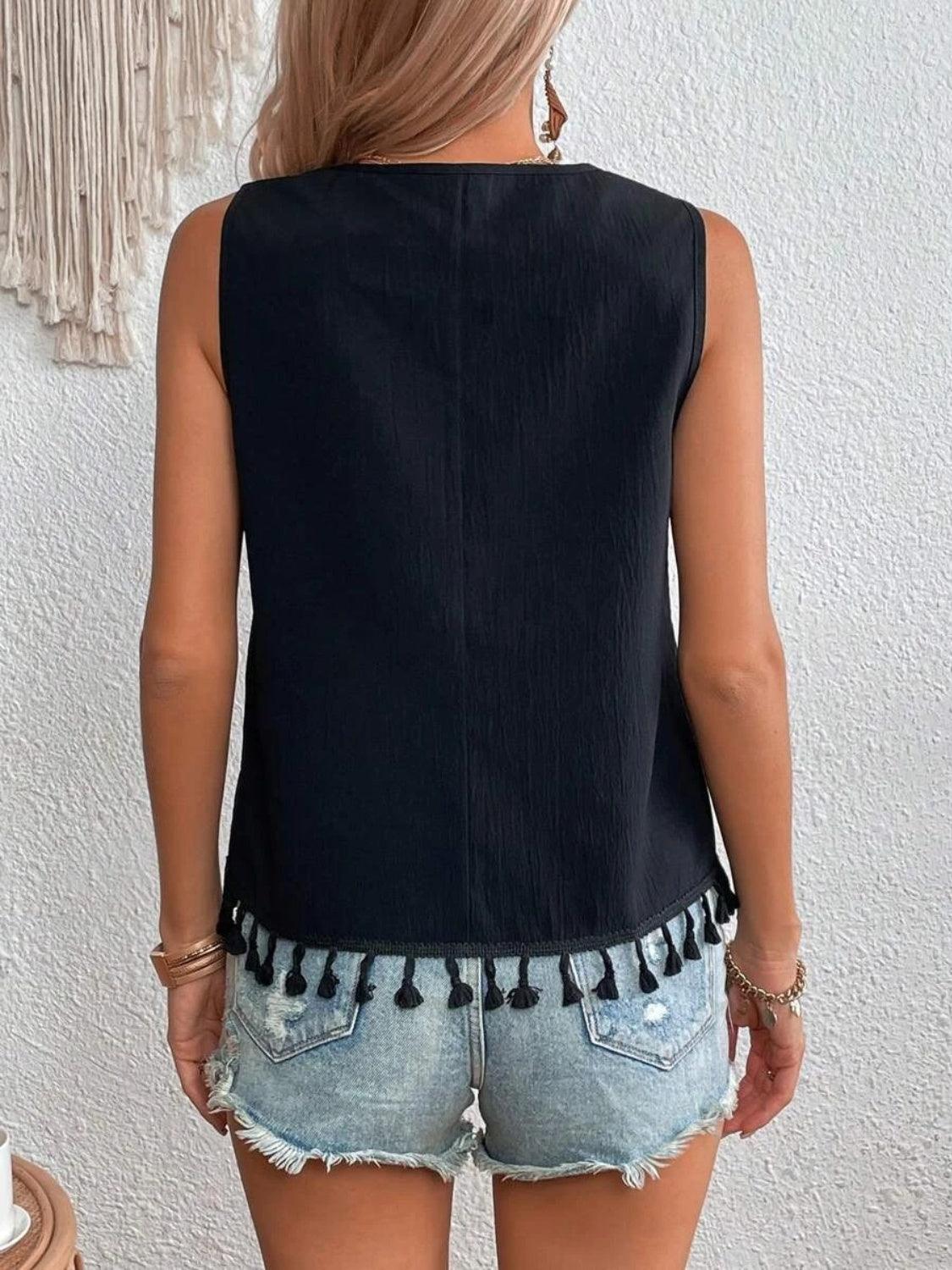 Tassel Printed V-Neck Tank // Honeypot: New + Vintage High Quality Western Wear