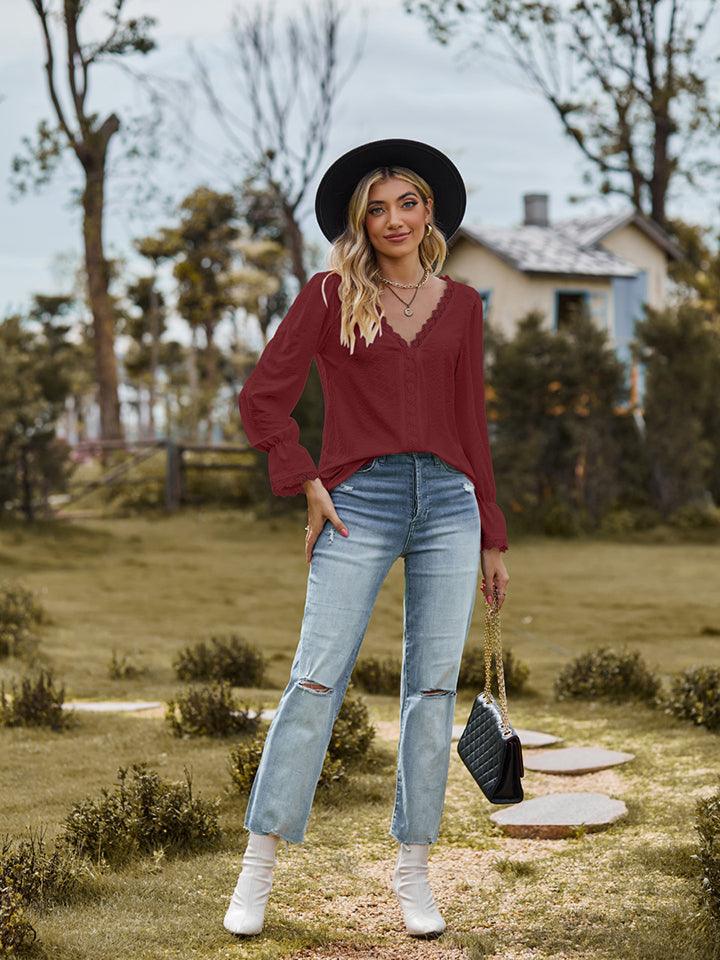 V-Neck Flounce Sleeve Blouse // Honeypot: New + Vintage High Quality Western Wear