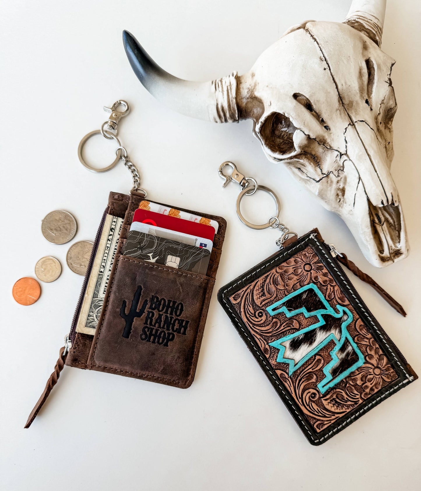 Thunderbird Cowhide Leather Keychain Wallet // Honeypot: New + Vintage High Quality Western Wear