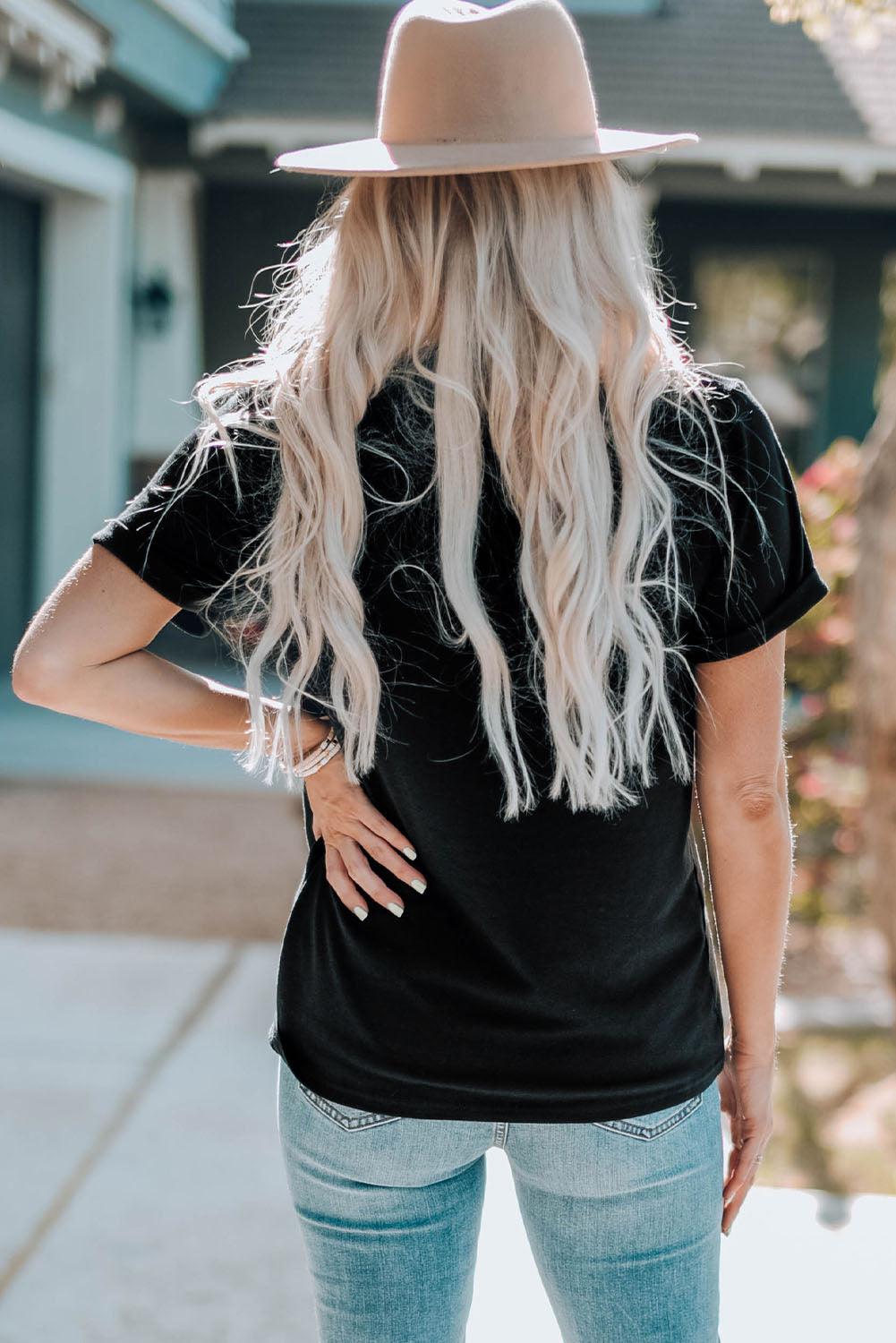 Graphic Round Neck Short Sleeve T-Shirt // Honeypot: New + Vintage High Quality Western Wear