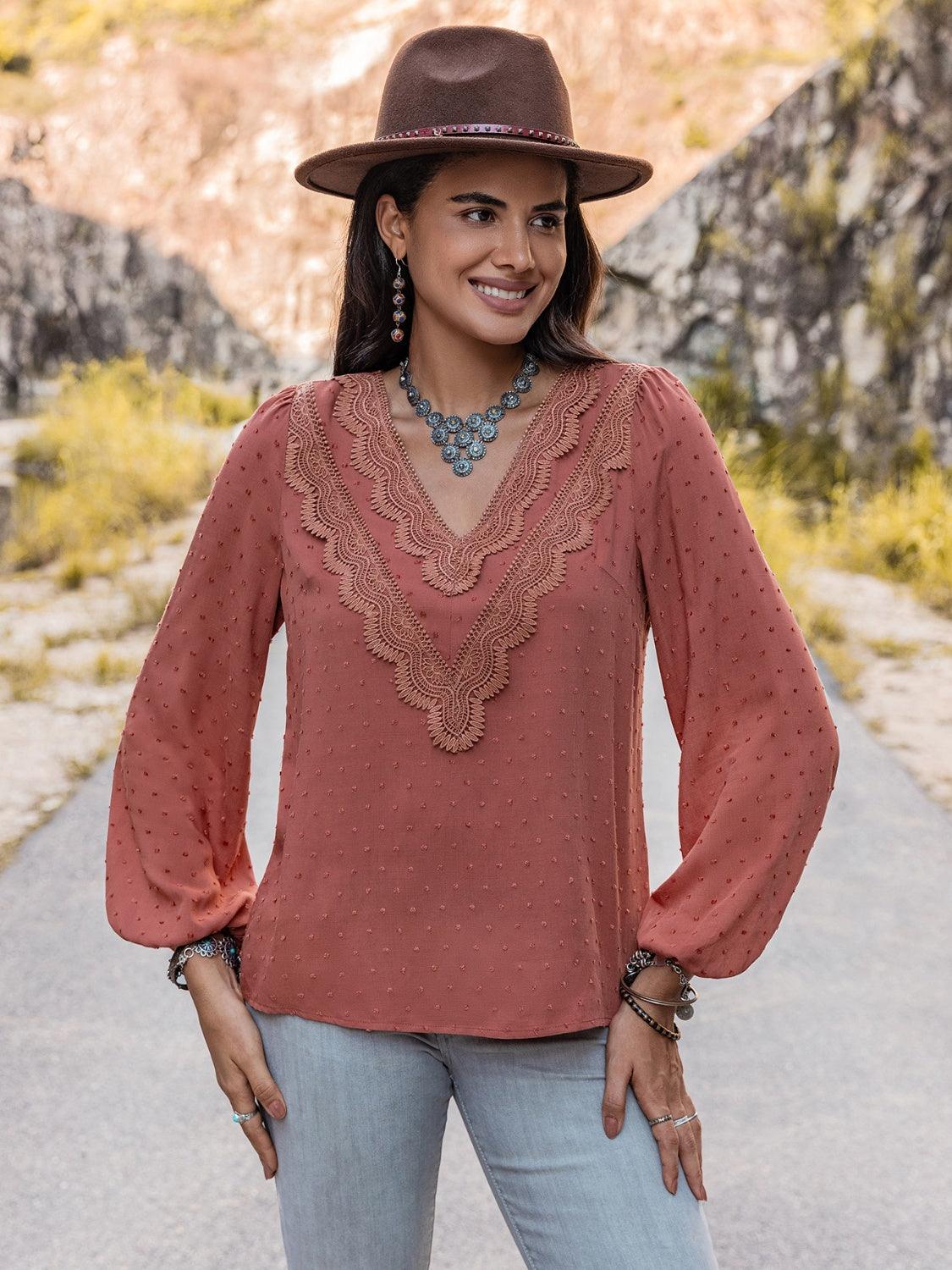 Swiss Dot V-Neck Blouse // Honeypot: New + Vintage High Quality Western Wear