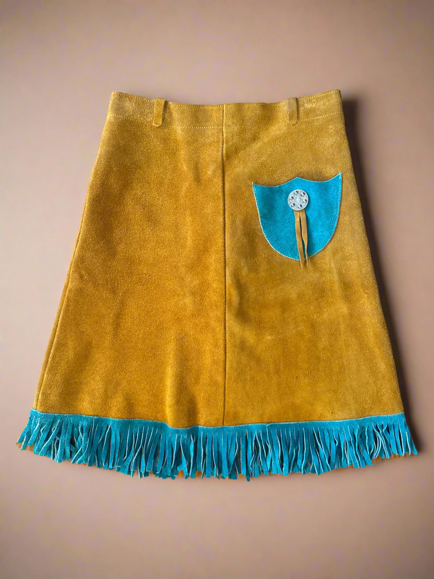 1 of 1 Vintage Suede Fringe Skirt, S