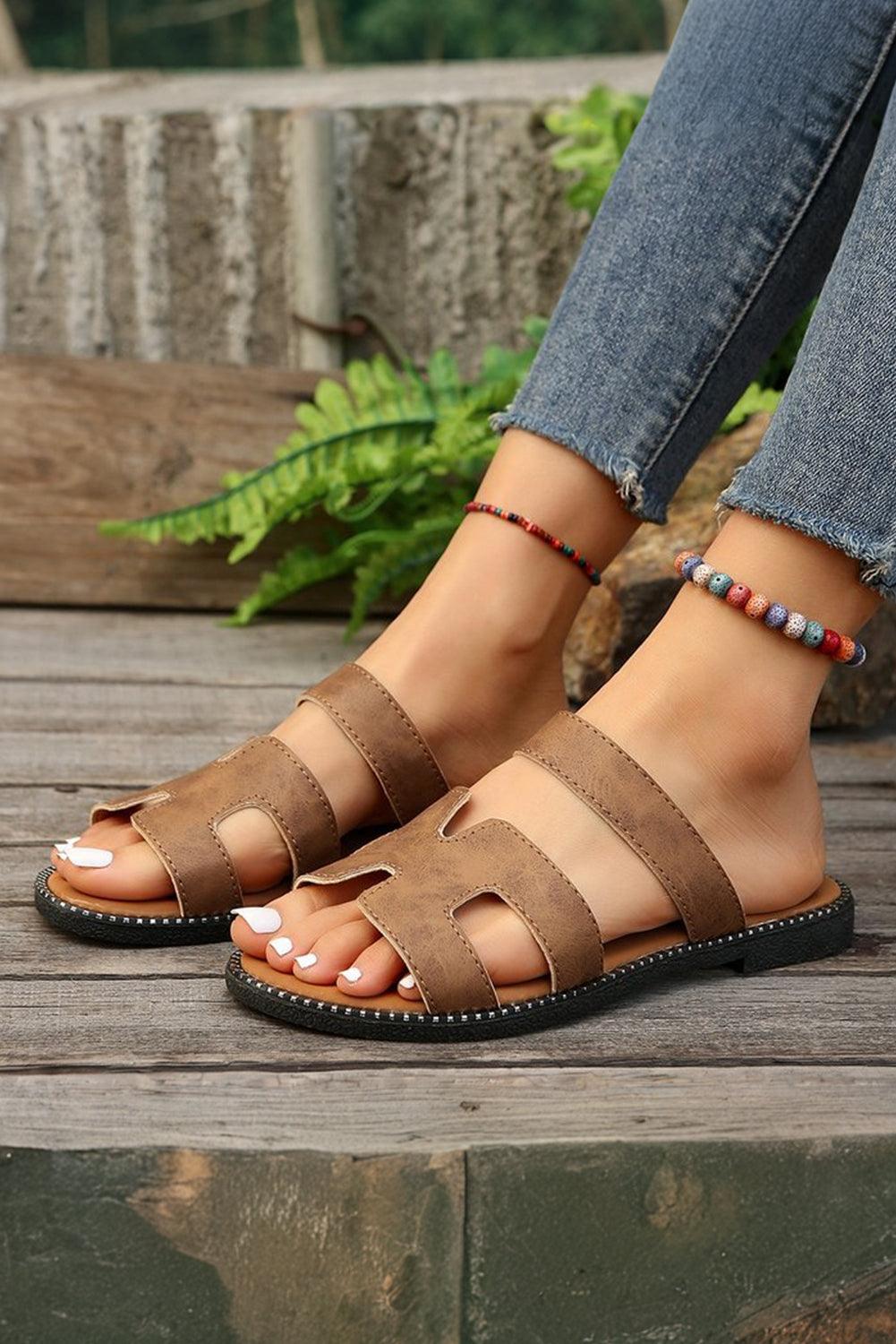 Trendy Cut-Out H Shape Slides // Honeypot: New + Vintage High Quality Western Wear