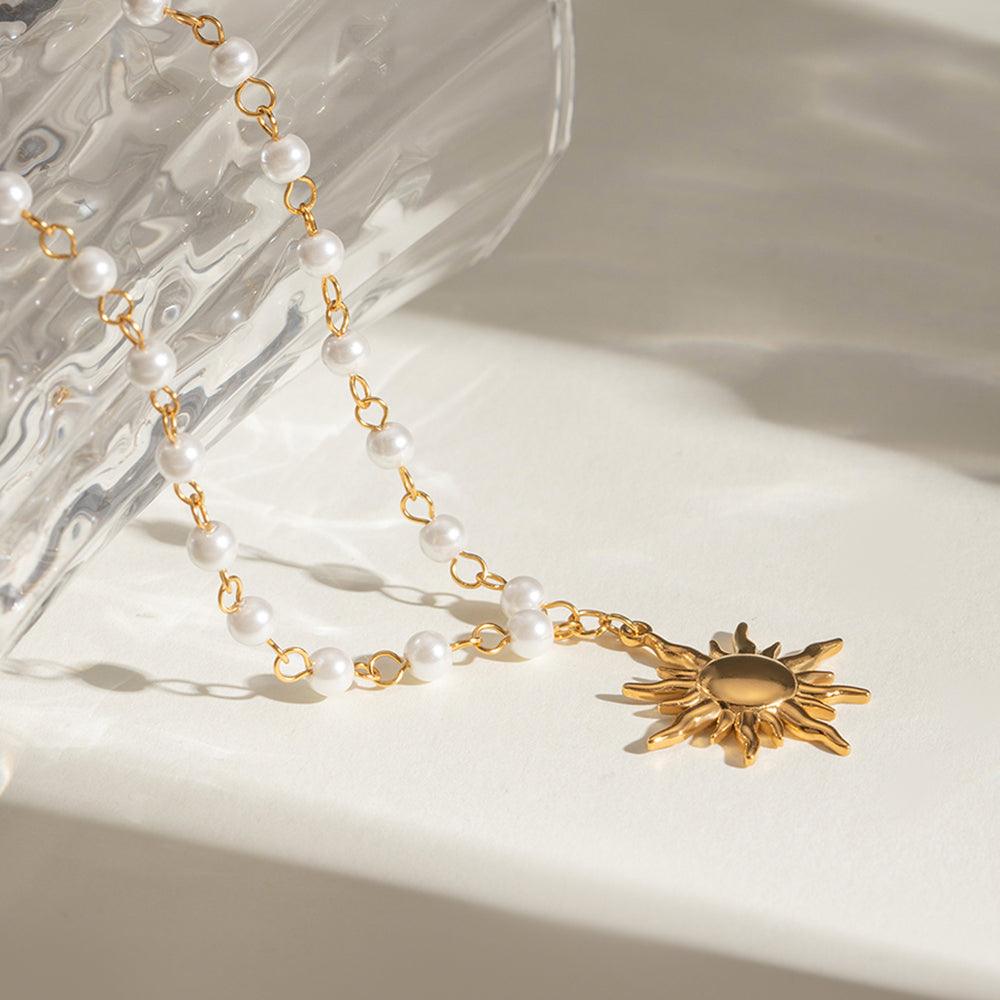 18K Gold-Plated Pearl Sun Necklace // Honeypot: New + Vintage High Quality Western Wear