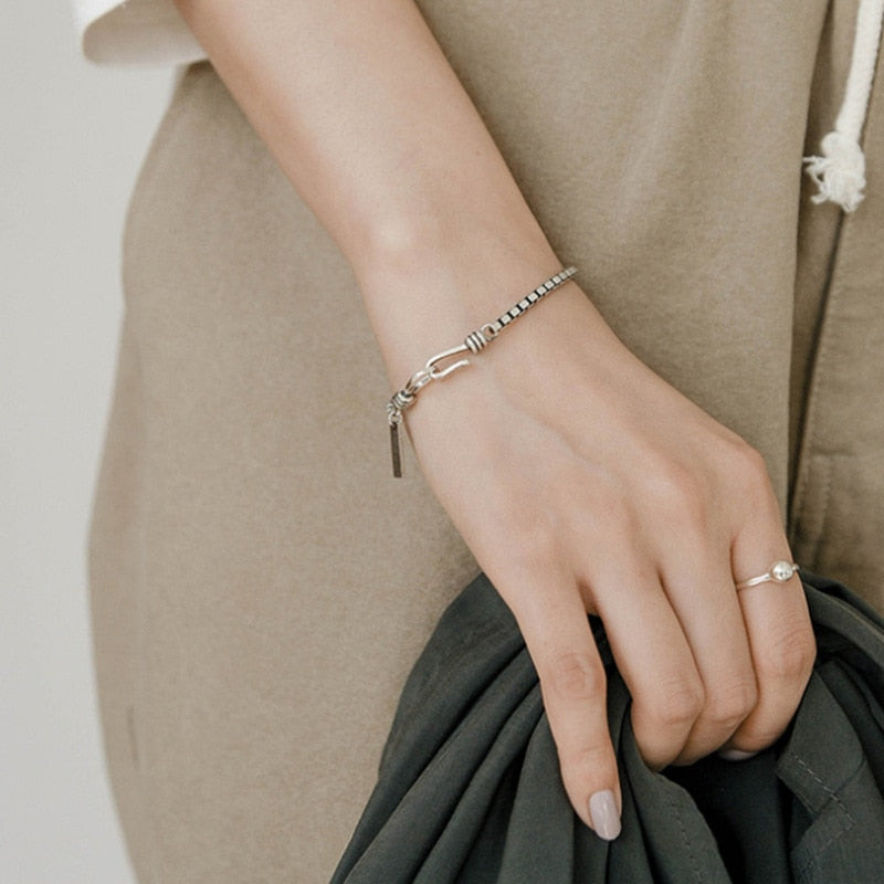 Minimalist Sterling Silver Box Chain Bracelet // Honeypot: New + Vintage High Quality Western Wear