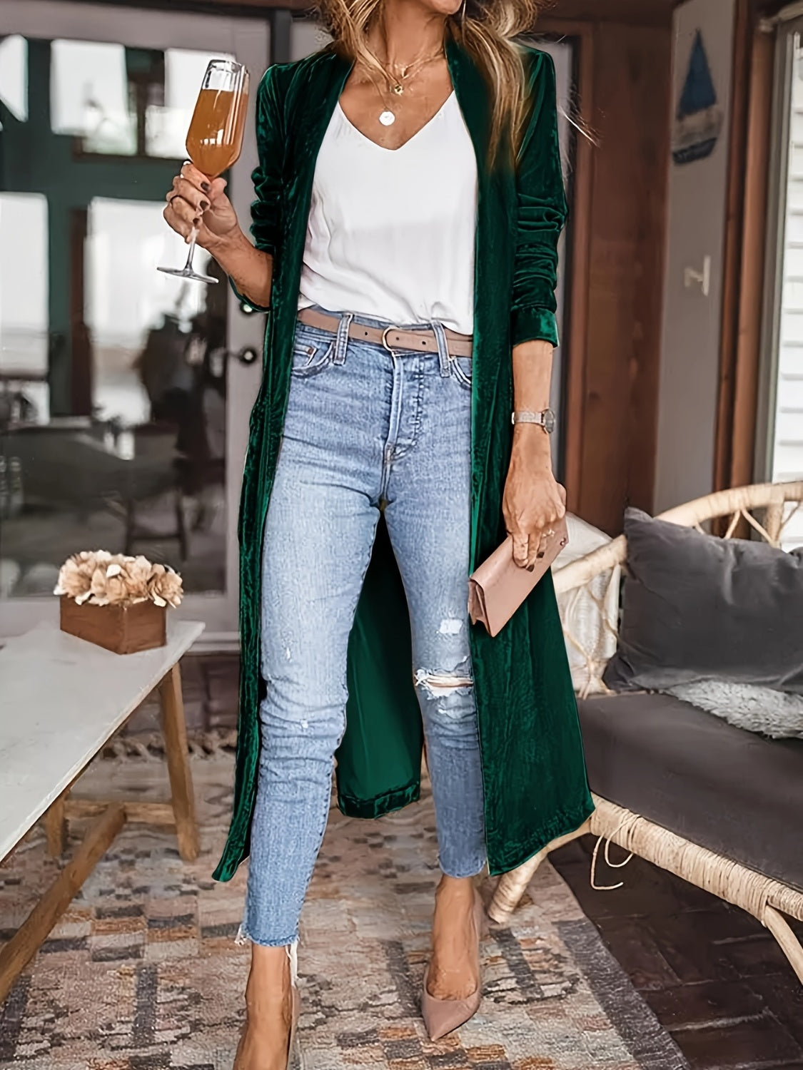 Open Front Velour Duster // Honeypot: New + Vintage High Quality Western Wear