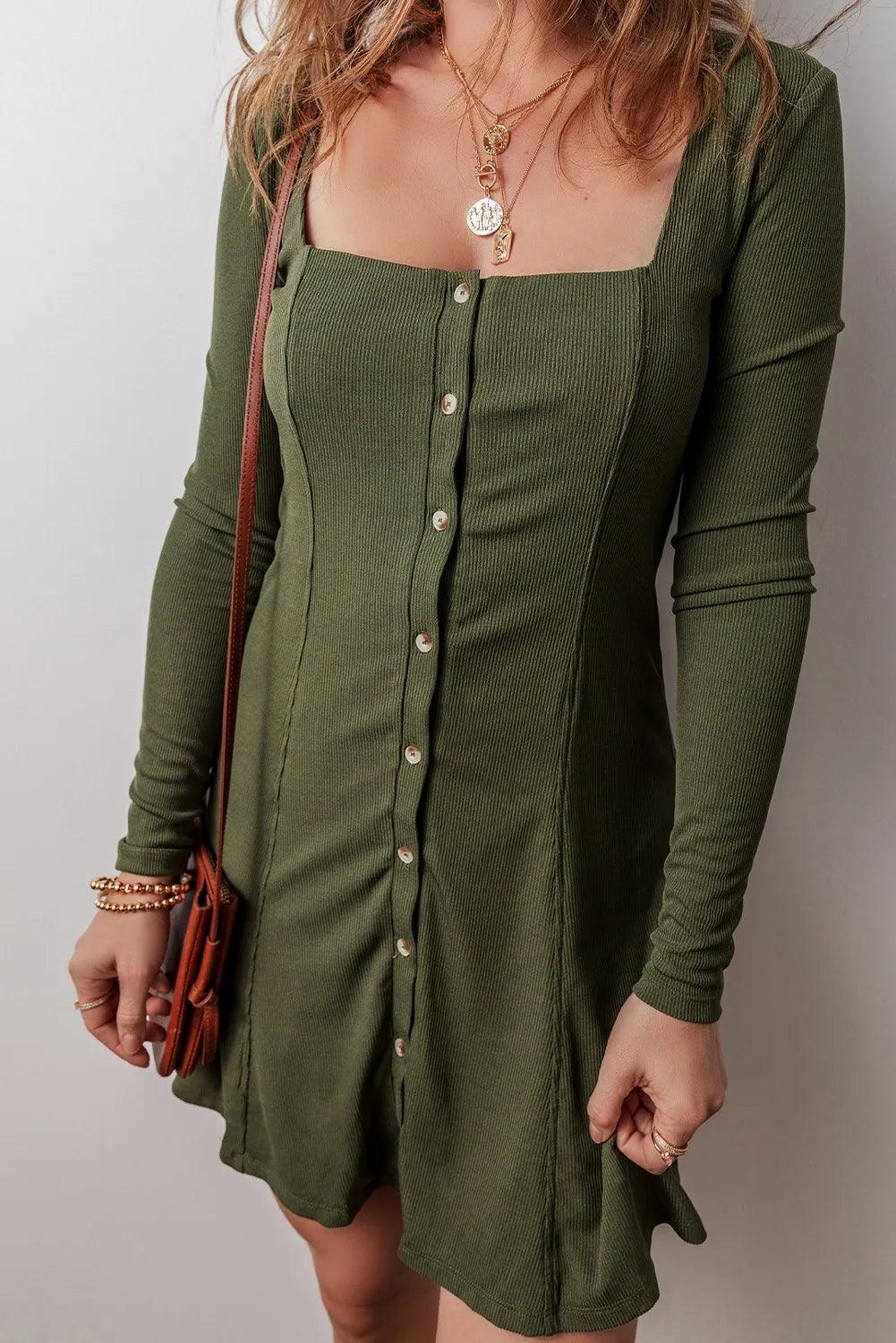 Square Neck Long Sleeve Mini Dress // Honeypot: New + Vintage High Quality Western Wear