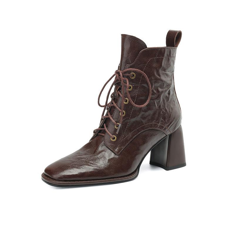 Leather Lace-Up Block Heeled Boots // Honeypot: New + Vintage High Quality Western Wear