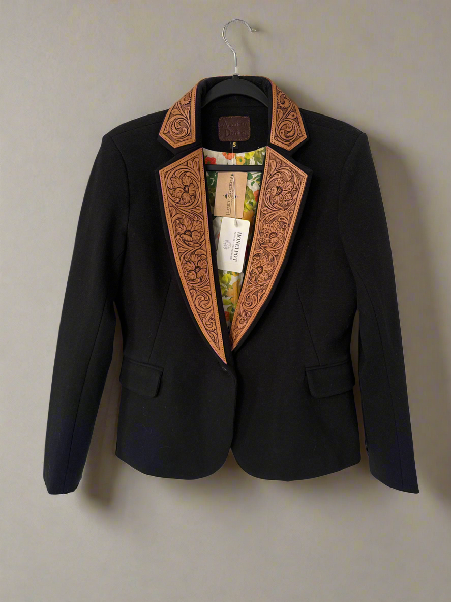 Tooled Leather Accent Blazer // American Darling, S