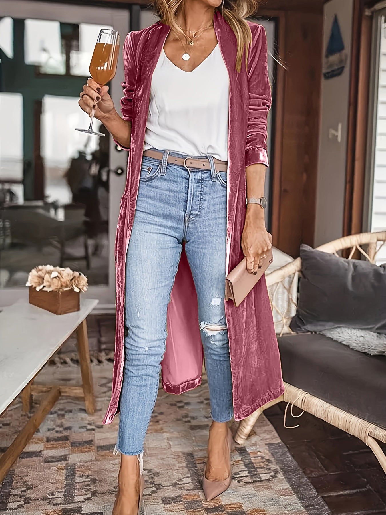 Open Front Velour Duster // Honeypot: New + Vintage High Quality Western Wear