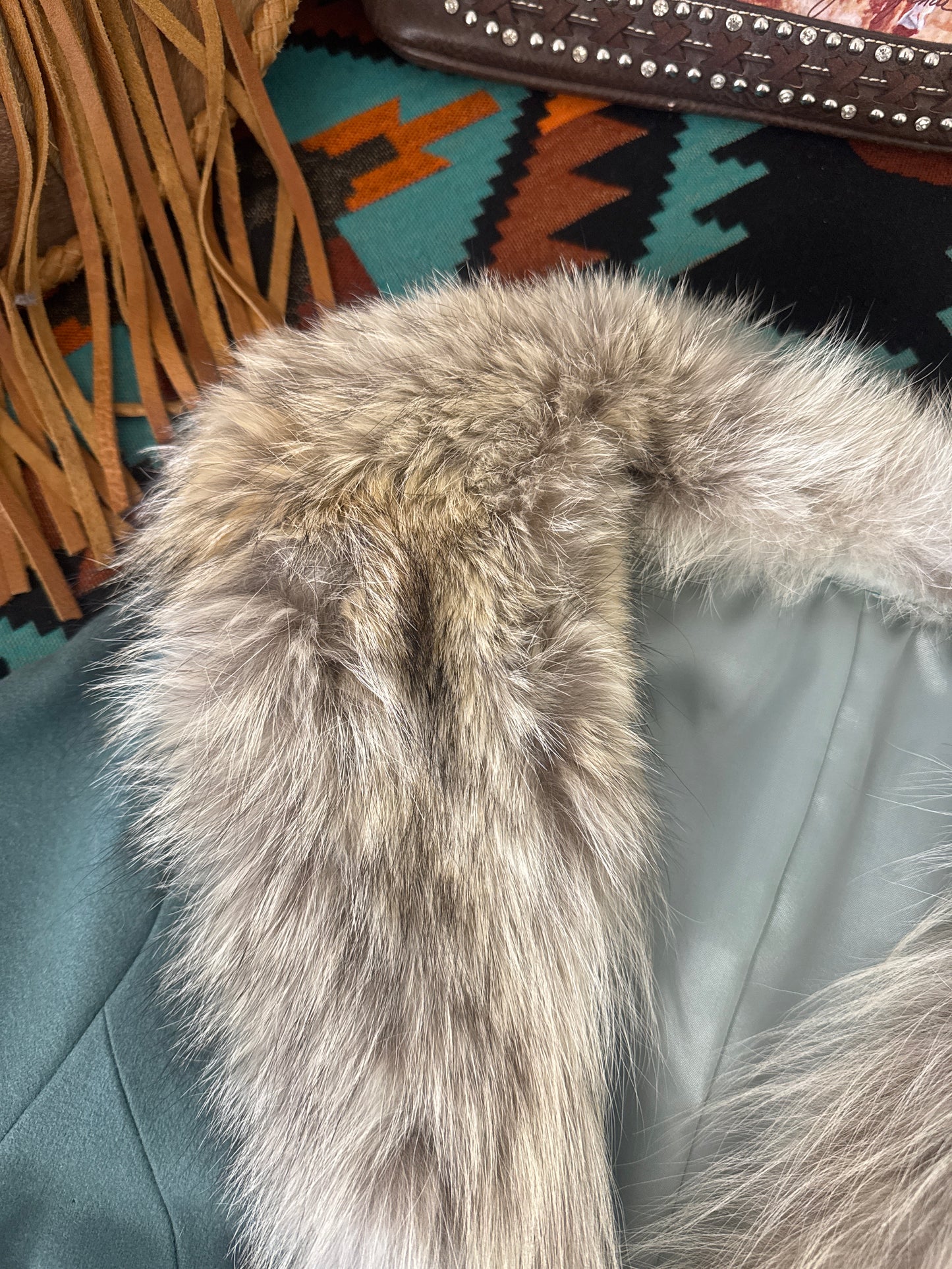 Vintage Wool + Coyote Fur Coat, S/M