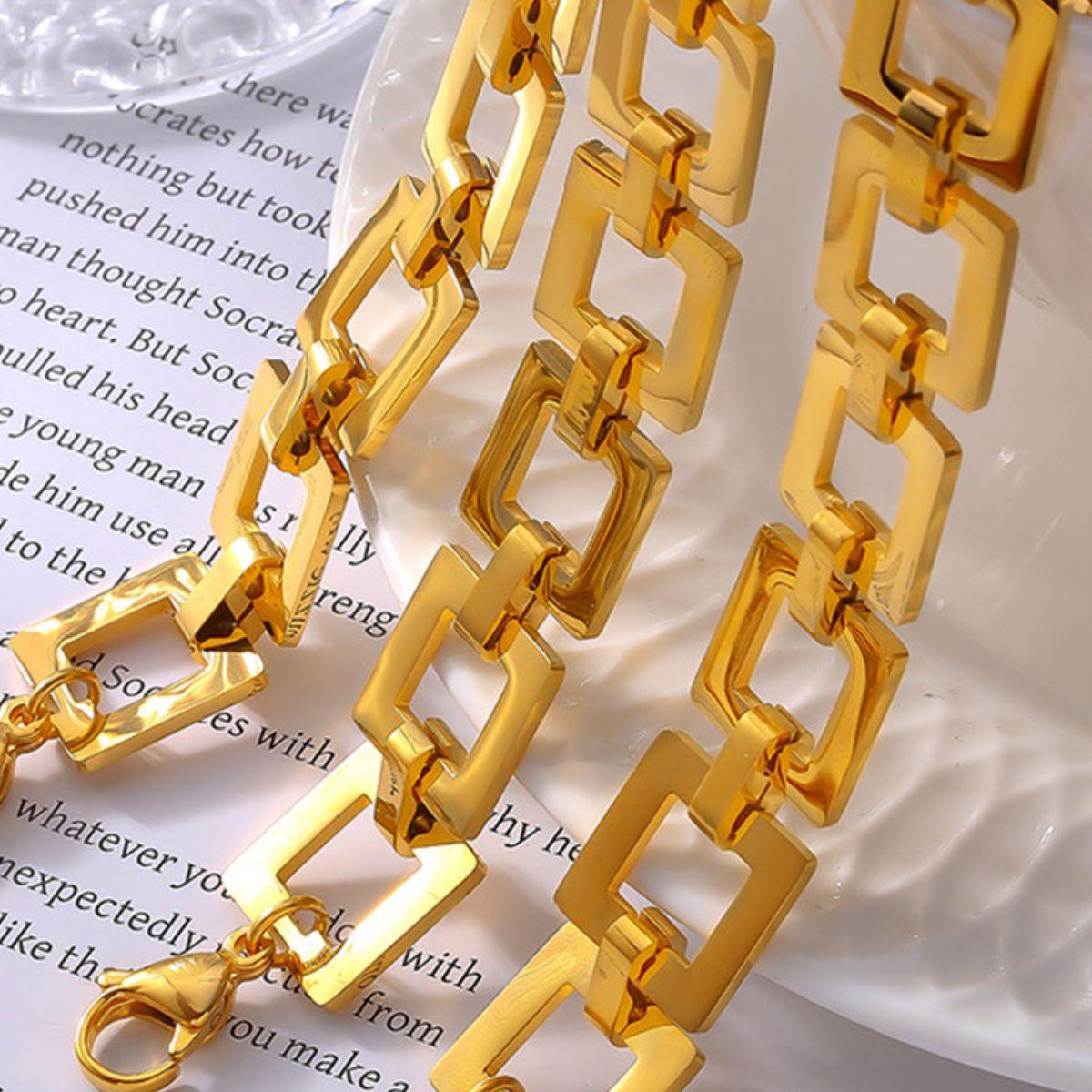 Titanium Steel Hollow Square Chain Bracelet // Honeypot: New + Vintage High Quality Western Wear