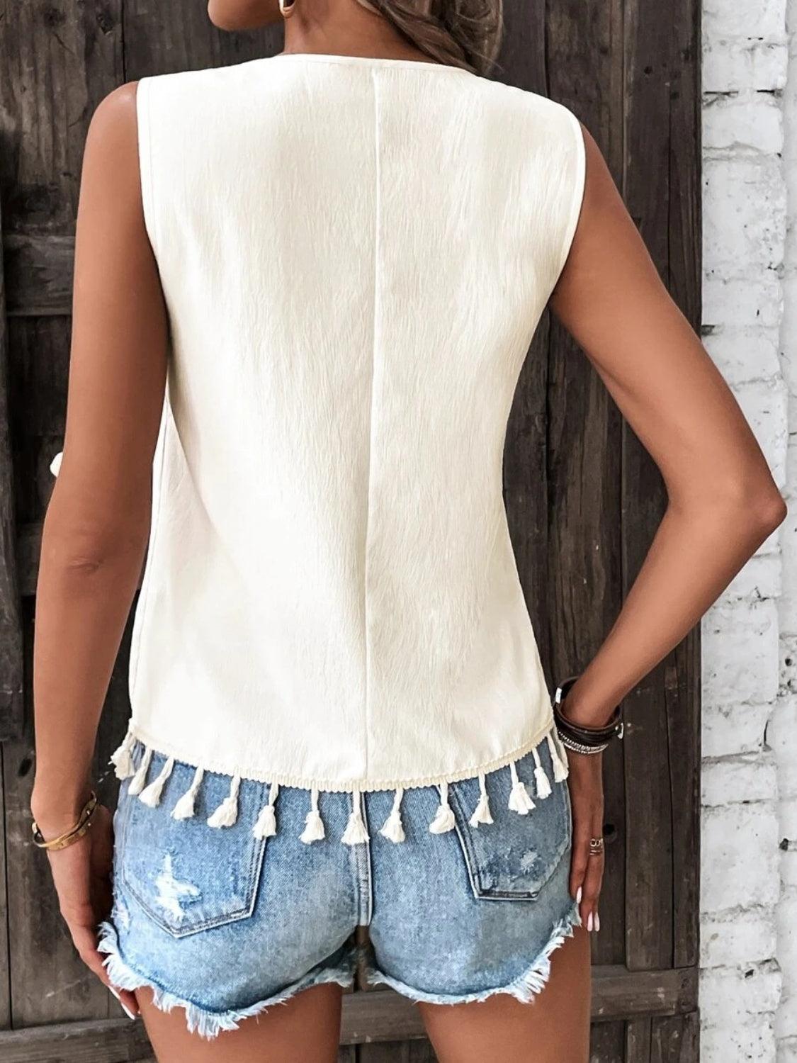 Tassel Printed V-Neck Tank // Honeypot: New + Vintage High Quality Western Wear