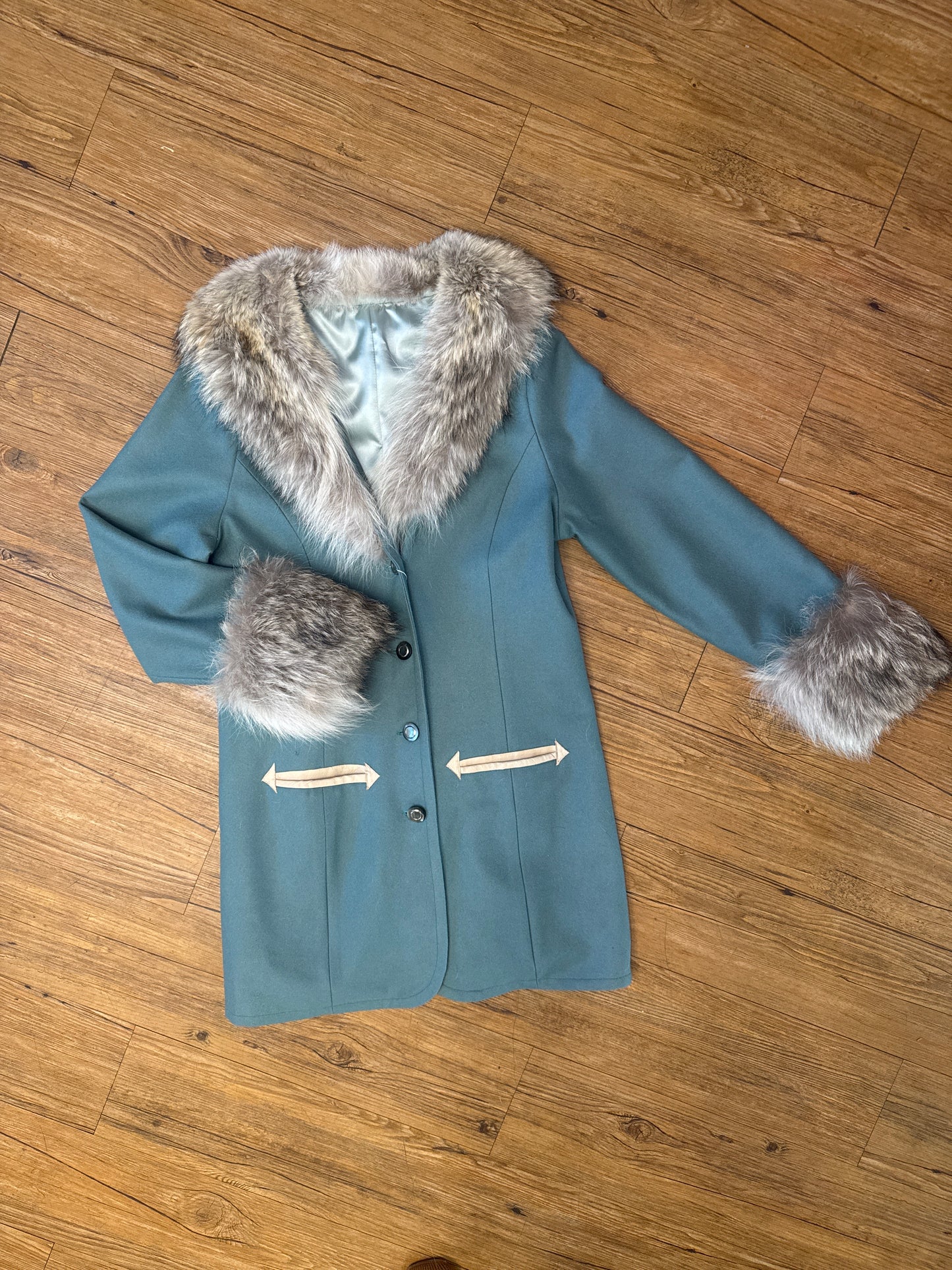 Vintage Wool + Coyote Fur Coat, S/M
