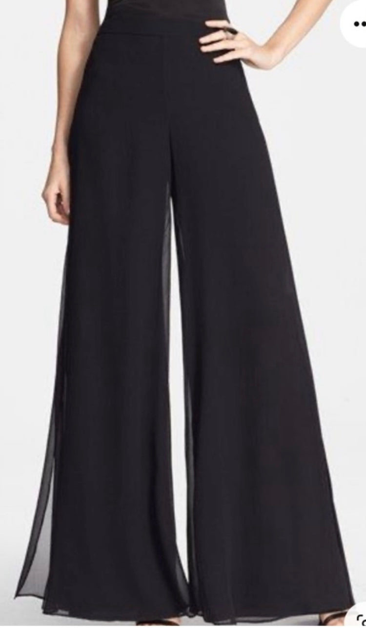 Hot Pink Silk Chiffon Palazzo Pants // St. John, 2