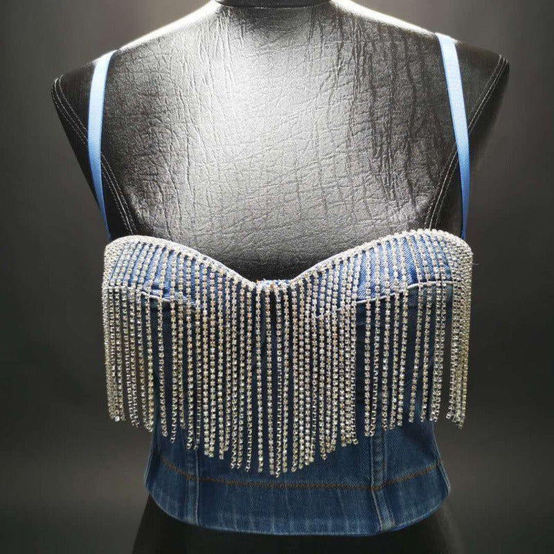 Denim + Diamonds Cropped Corset Top // Honeypot: New + Vintage High Quality Western Wear