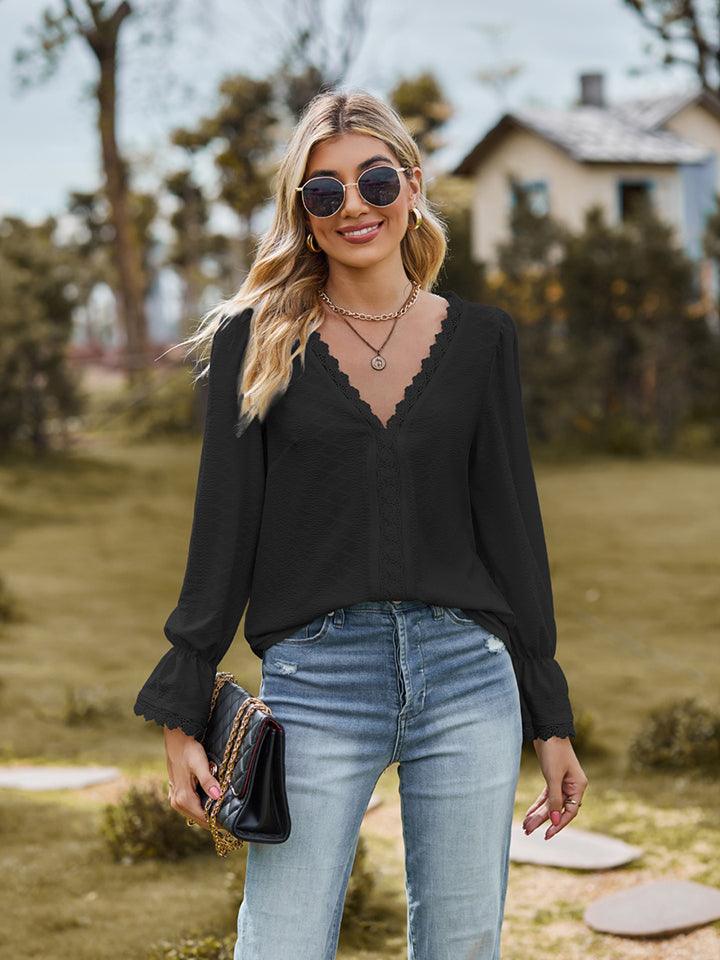 V-Neck Flounce Sleeve Blouse // Honeypot: New + Vintage High Quality Western Wear