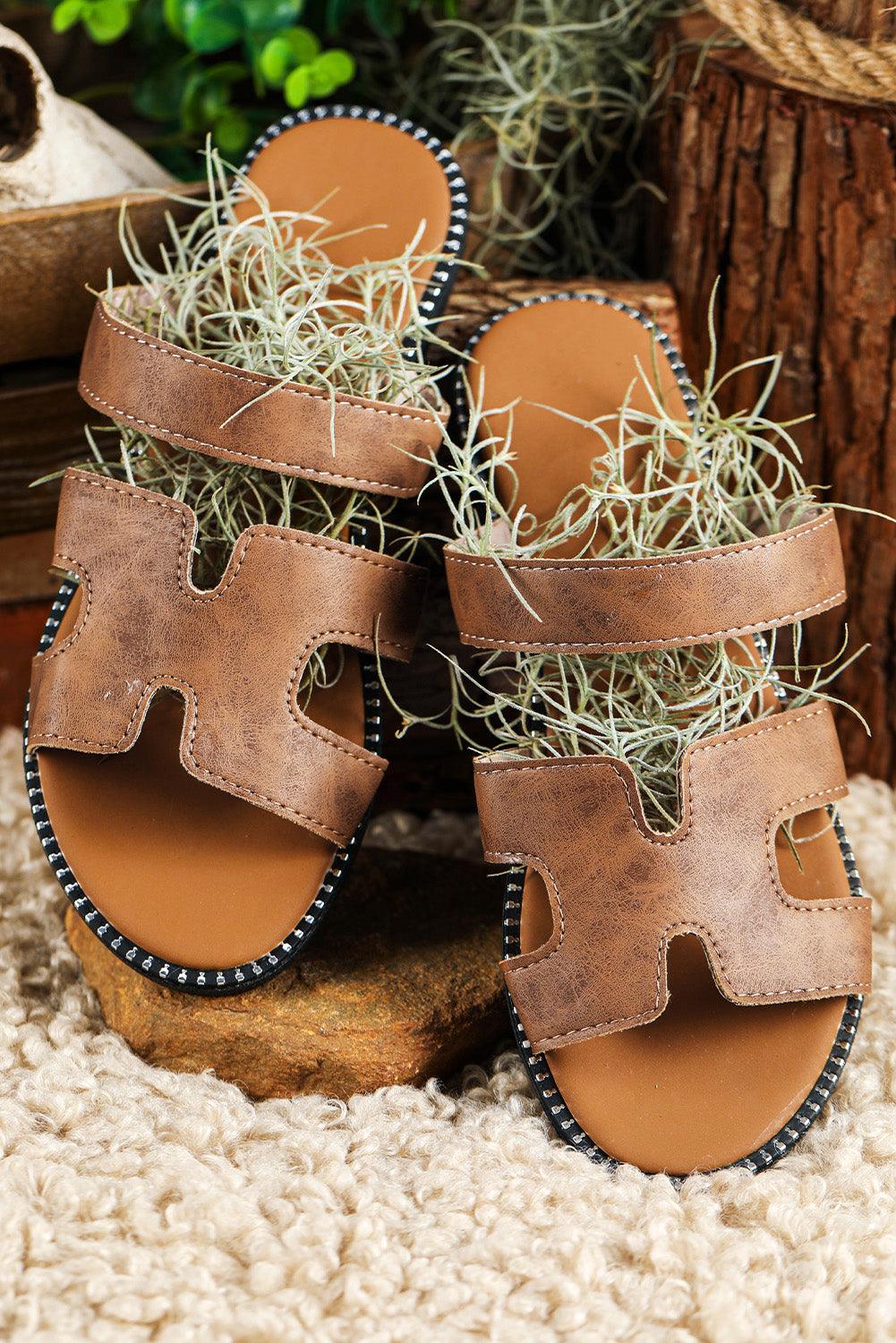 Trendy Cut-Out H Shape Slides // Honeypot: New + Vintage High Quality Western Wear