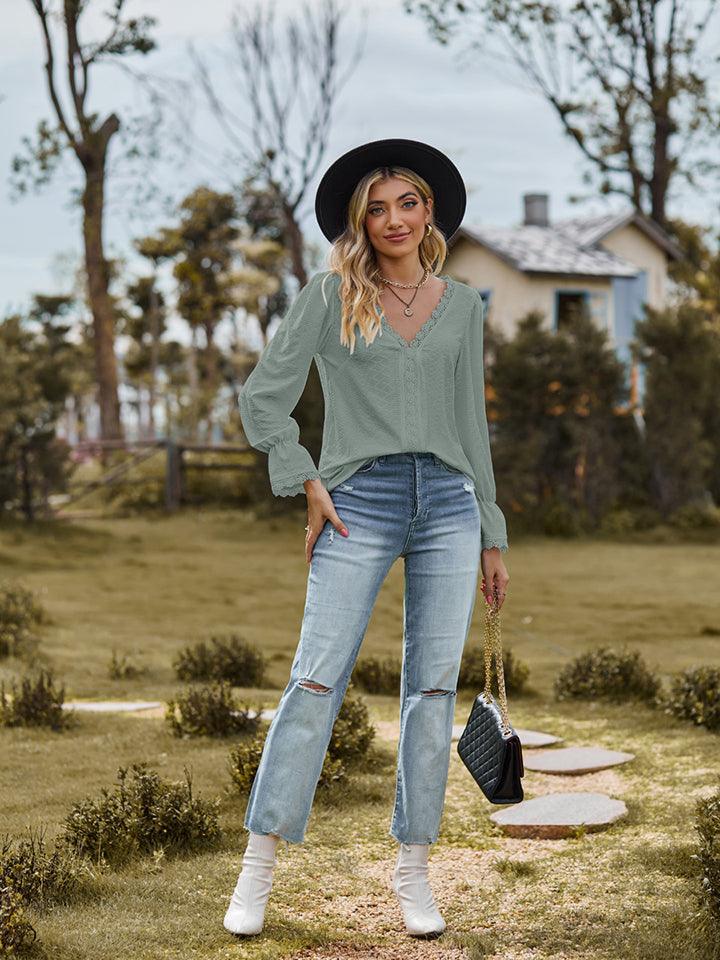 V-Neck Flounce Sleeve Blouse // Honeypot: New + Vintage High Quality Western Wear