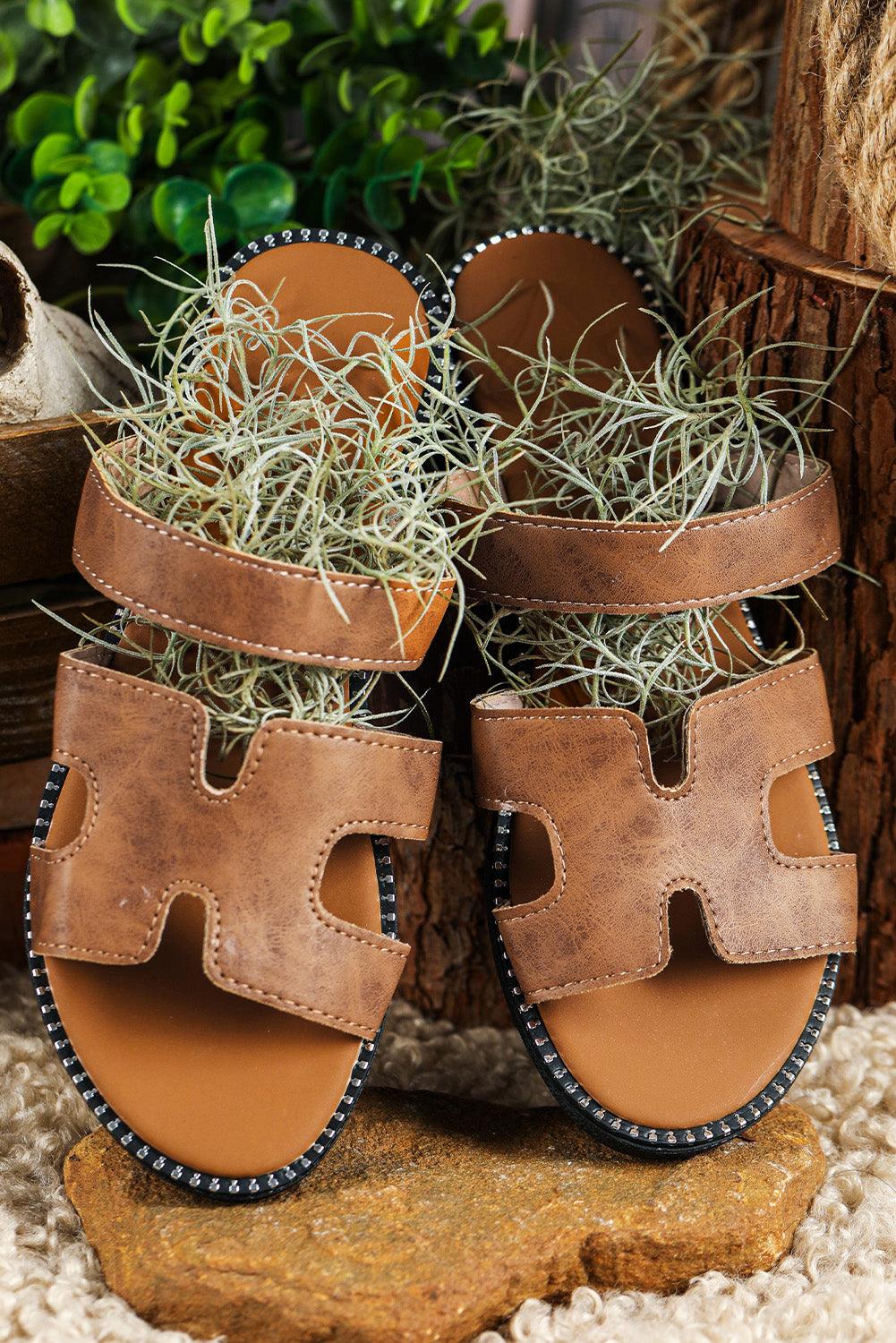 Trendy Cut-Out H Shape Slides // Honeypot: New + Vintage High Quality Western Wear