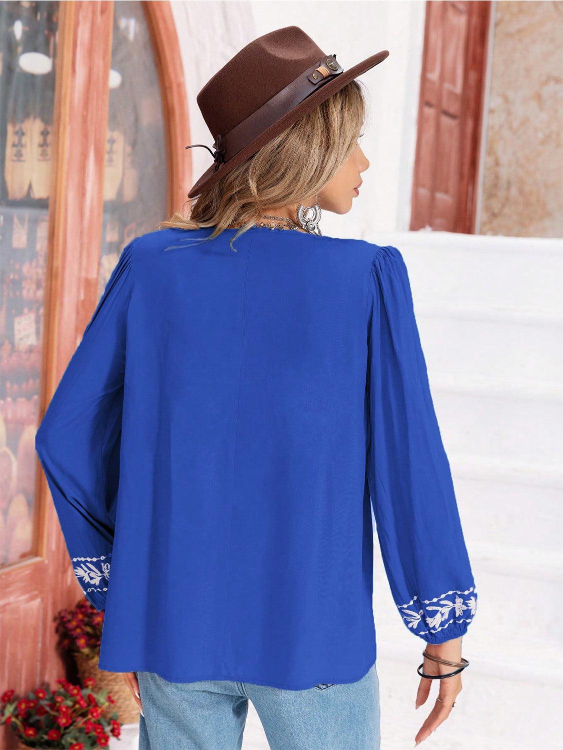 Floral Tie Neck Balloon Sleeve Blouse // Honeypot: New + Vintage High Quality Western Wear