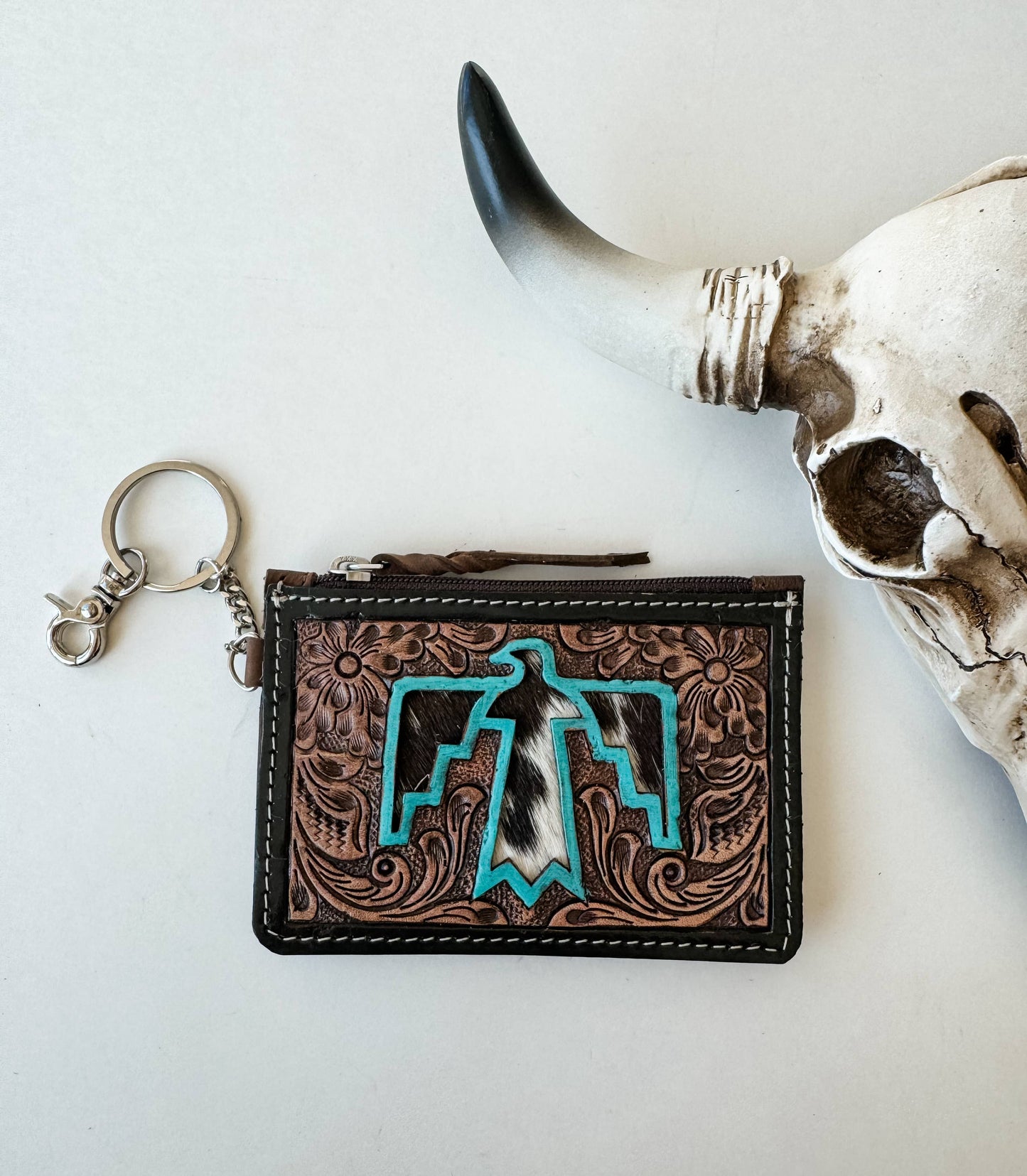 Thunderbird Cowhide Leather Keychain Wallet // Honeypot: New + Vintage High Quality Western Wear