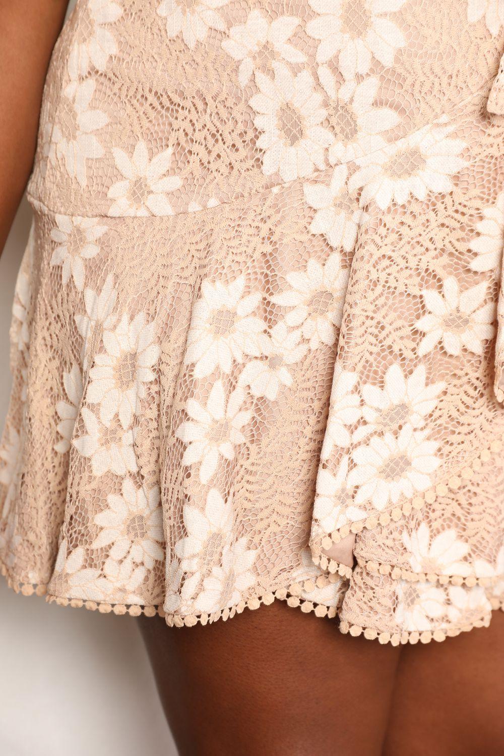 Double Take Floral Lace Pompom Detail Tie-Waist Flutter Sleeve Dress // Honeypot: New + Vintage High Quality Western Wear