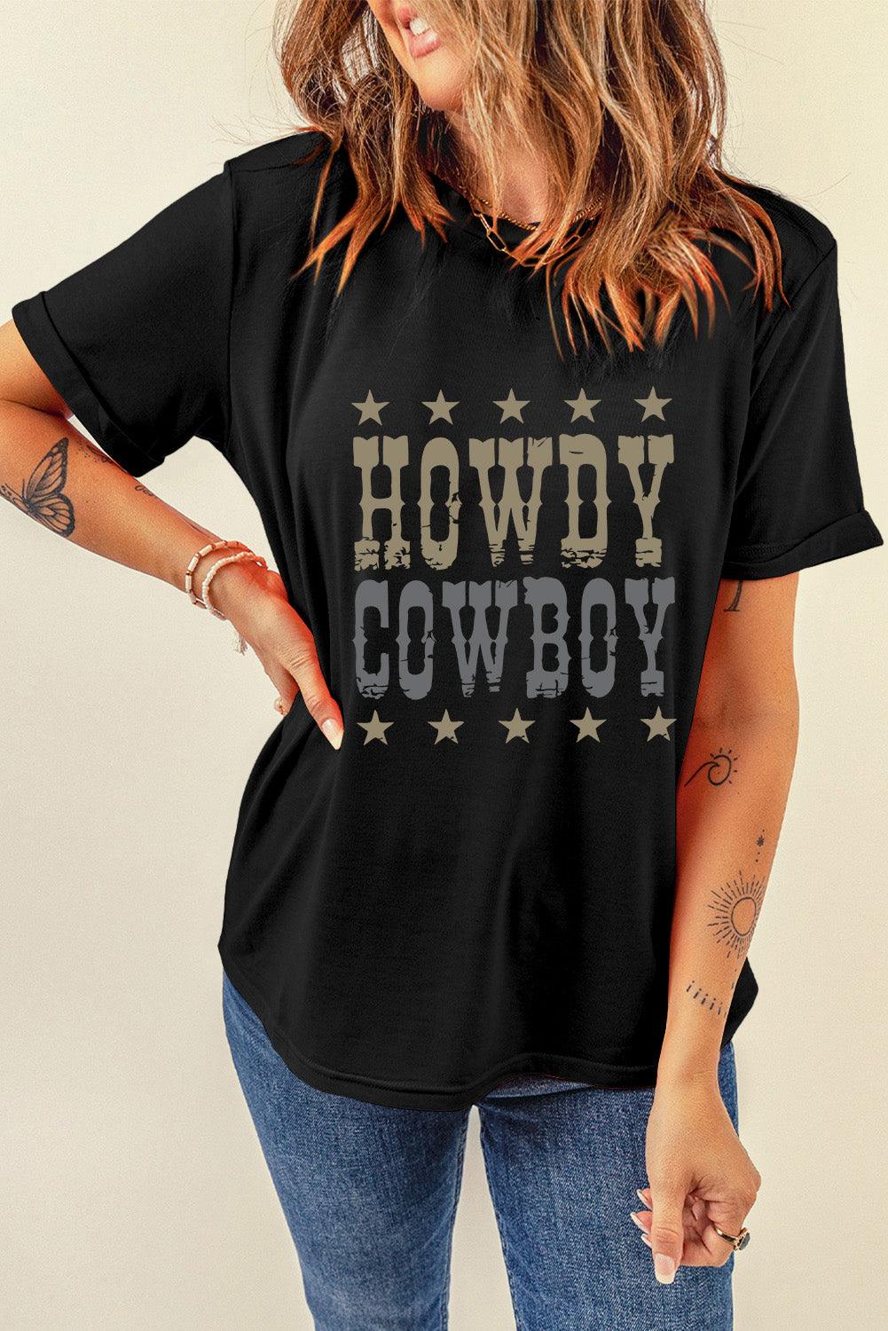 Letter Graphic Round Neck Short Sleeve T-Shirt // Honeypot: New + Vintage High Quality Western Wear