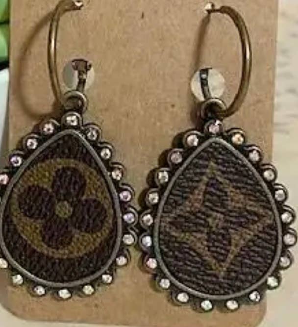 Teardrop Upcycled LV Hoop Earrings // Honeypot: New + Vintage High Quality Western Wear