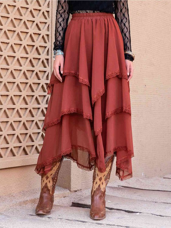 Tasha Tiered Midi Skirt // Honeypot: New + Vintage High Quality Western Wear