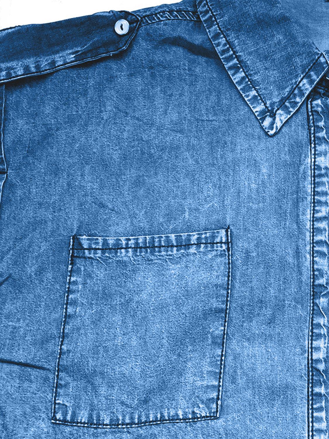 Collared Neck Cap Sleeve Denim Top // Honeypot: New + Vintage High Quality Western Wear