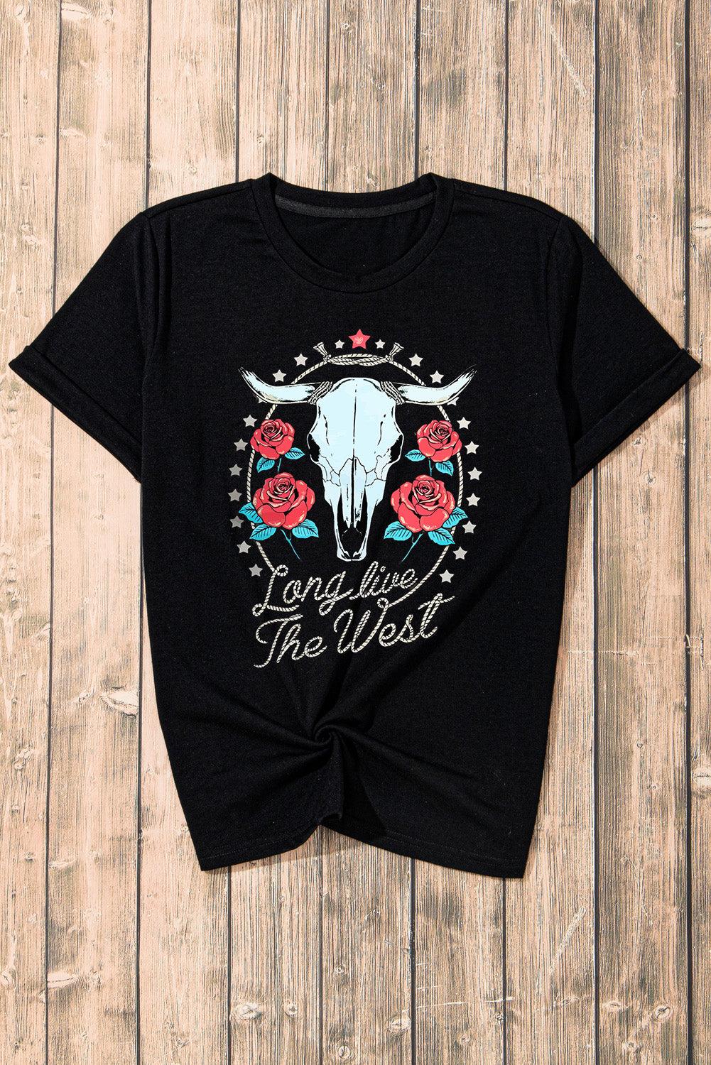 Graphic Round Neck Short Sleeve T-Shirt // Honeypot: New + Vintage High Quality Western Wear