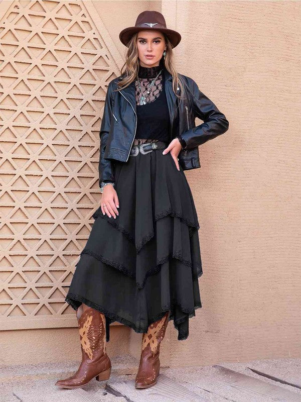 Tasha Tiered Midi Skirt // Honeypot: New + Vintage High Quality Western Wear